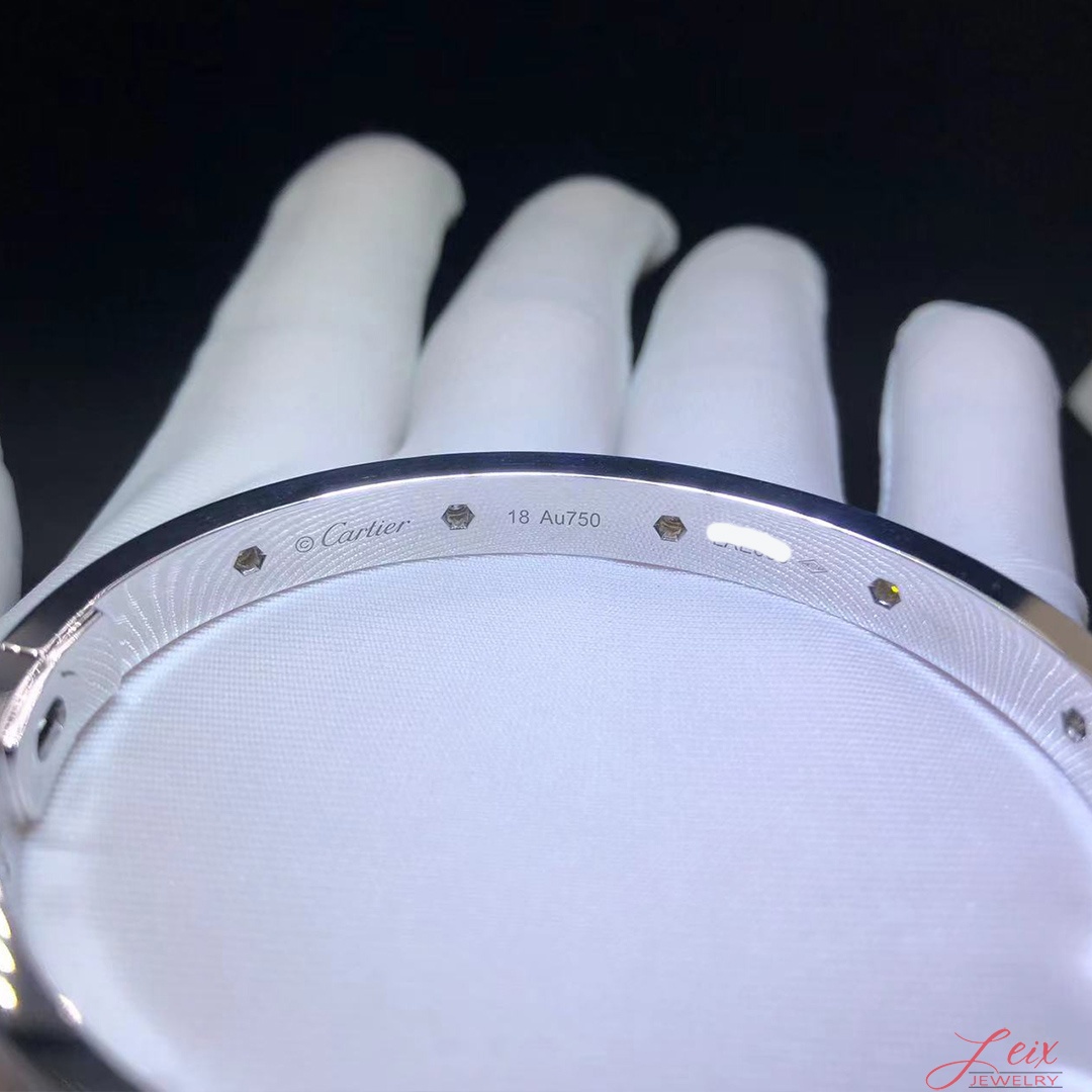 Cartier 18k White Gold 216 Diamonds Paved Love Bracelet (5)