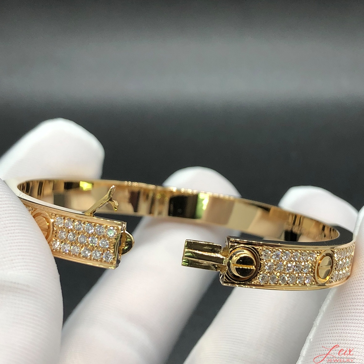 Custom Cartier 18k Yellow Gold with 204 Diamond-Pave LOVE Bracelet (3)