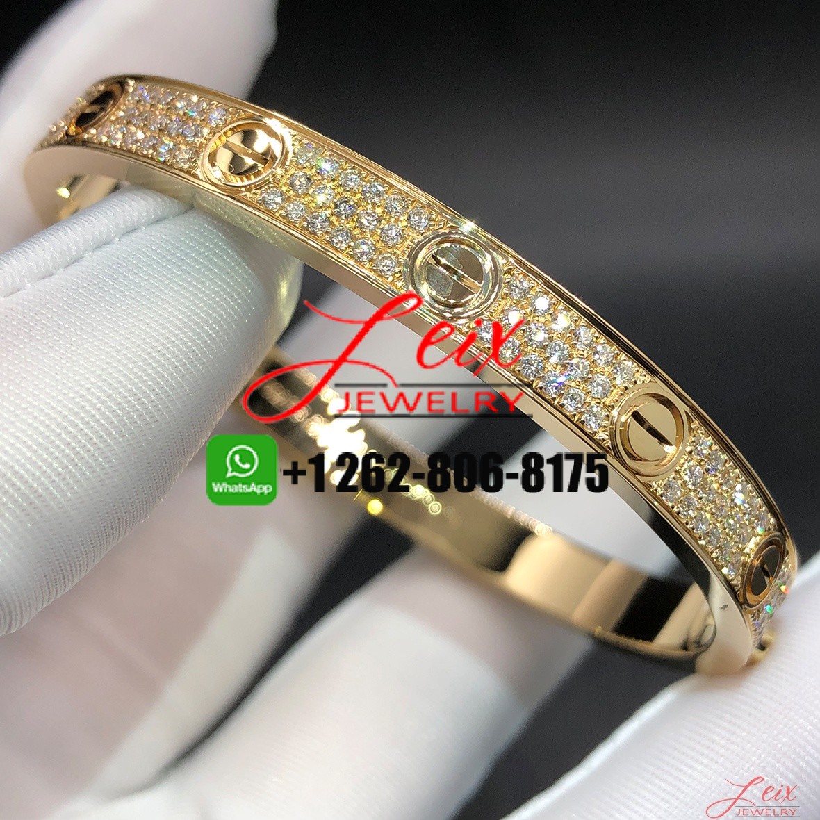Custom Cartier 18k Yellow Gold with 204 Diamond-Pave LOVE Bracelet