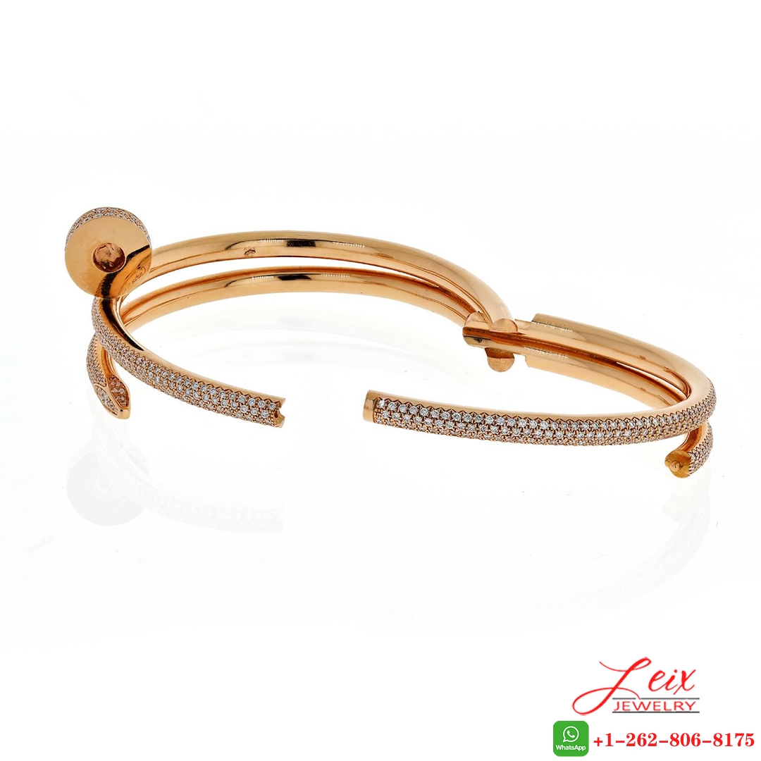 Cartier 18K Rose Gold Juste Un Clou 2-Row 3.61ct Full Paved Diamond Nail Bracelet (1) Cartier 18K Rose Gold Juste Un Clou 2-Row 3.61ct Full Paved Diamond Nail Bracelet