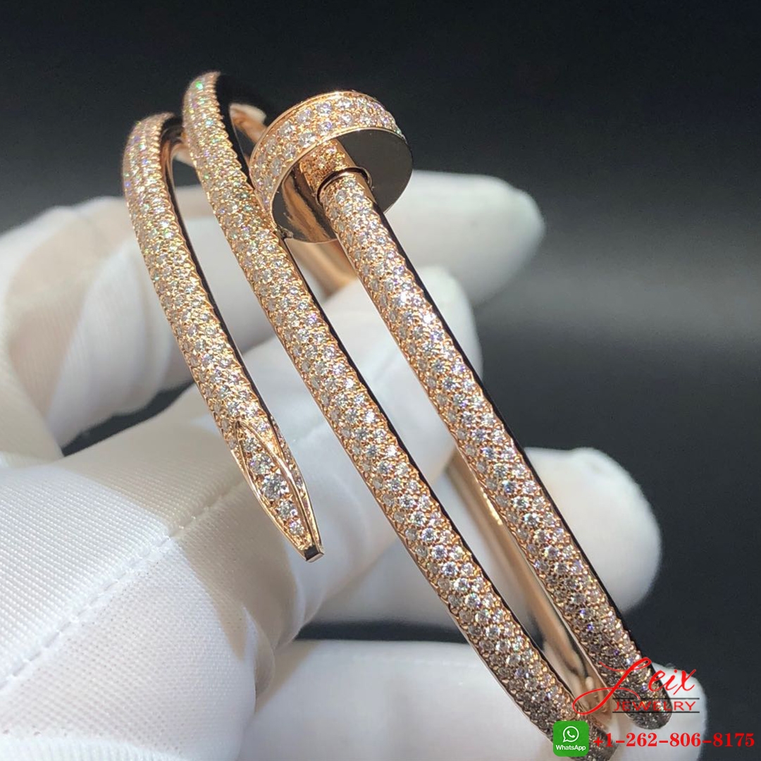 Cartier 18K Rose Gold Juste Un Clou 2-Row 3.61ct Full Paved Diamond Nail Bracelet (3) Cartier 18K Rose Gold Juste Un Clou 2-Row 3.61ct Full Paved Diamond Nail Bracelet