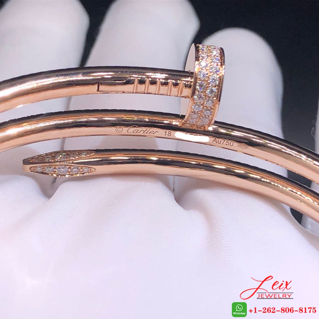 Cartier 18K Rose Gold Juste Un Clou 2-Row 3.61ct Full Paved Diamond Nail Bracelet (4) Cartier 18K Rose Gold Juste Un Clou 2-Row 3.61ct Full Paved Diamond Nail Bracelet