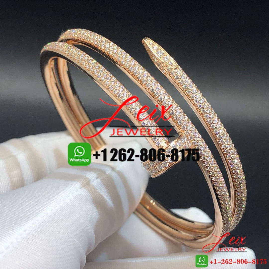 Cartier 18K Rose Gold Juste Un Clou 2-Row 3.61ct Full Paved Diamond Nail Bracelet Cartier 18K Rose Gold Juste Un Clou 2-Row 3.61ct Full Paved Diamond Nail Bracelet