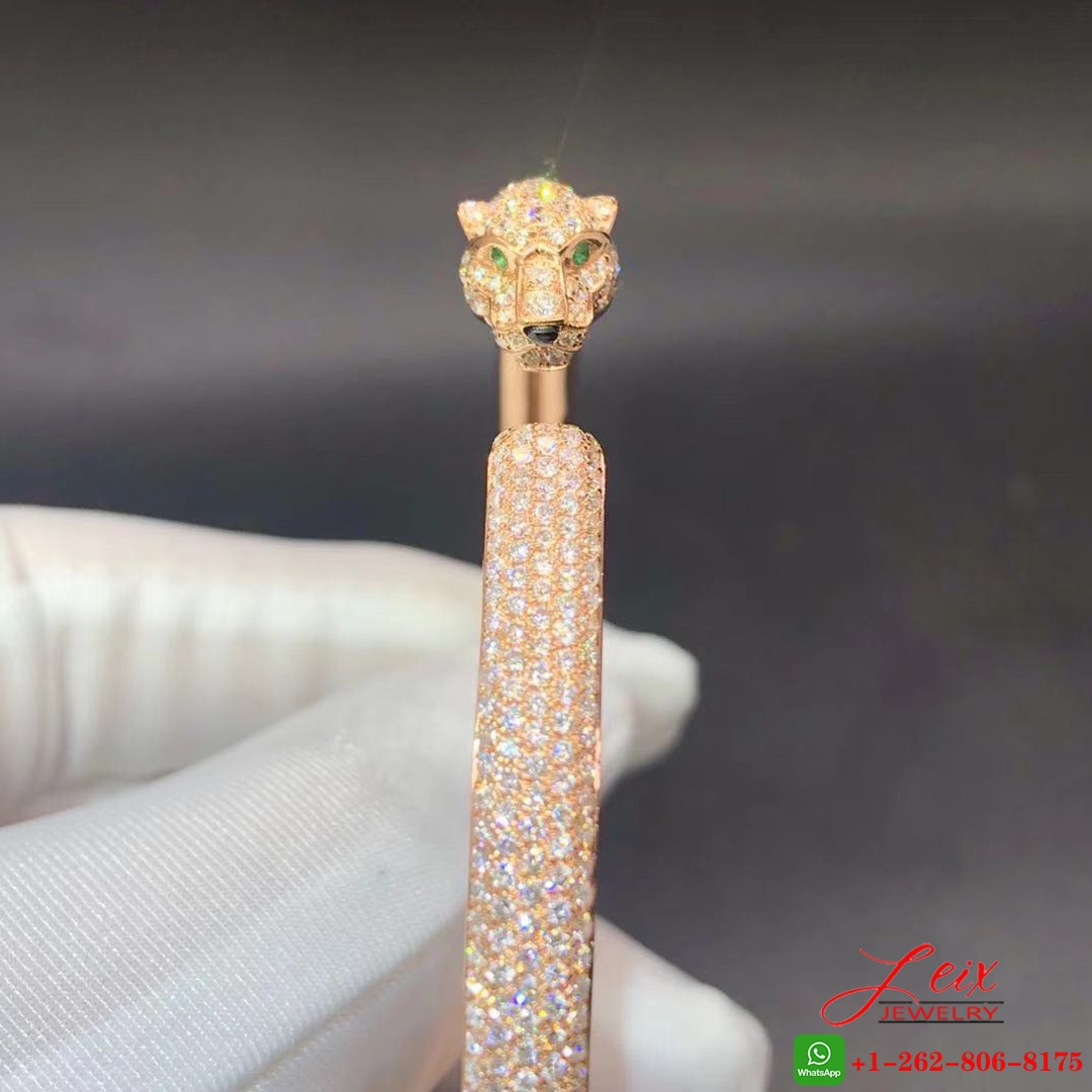 Cartier 18k Rose Gold, Diamond, Emerald Panthère de Cartier Bracelet Cartier 18k Rose Gold, Diamond, Emerald Panthère de Cartier Bracelet