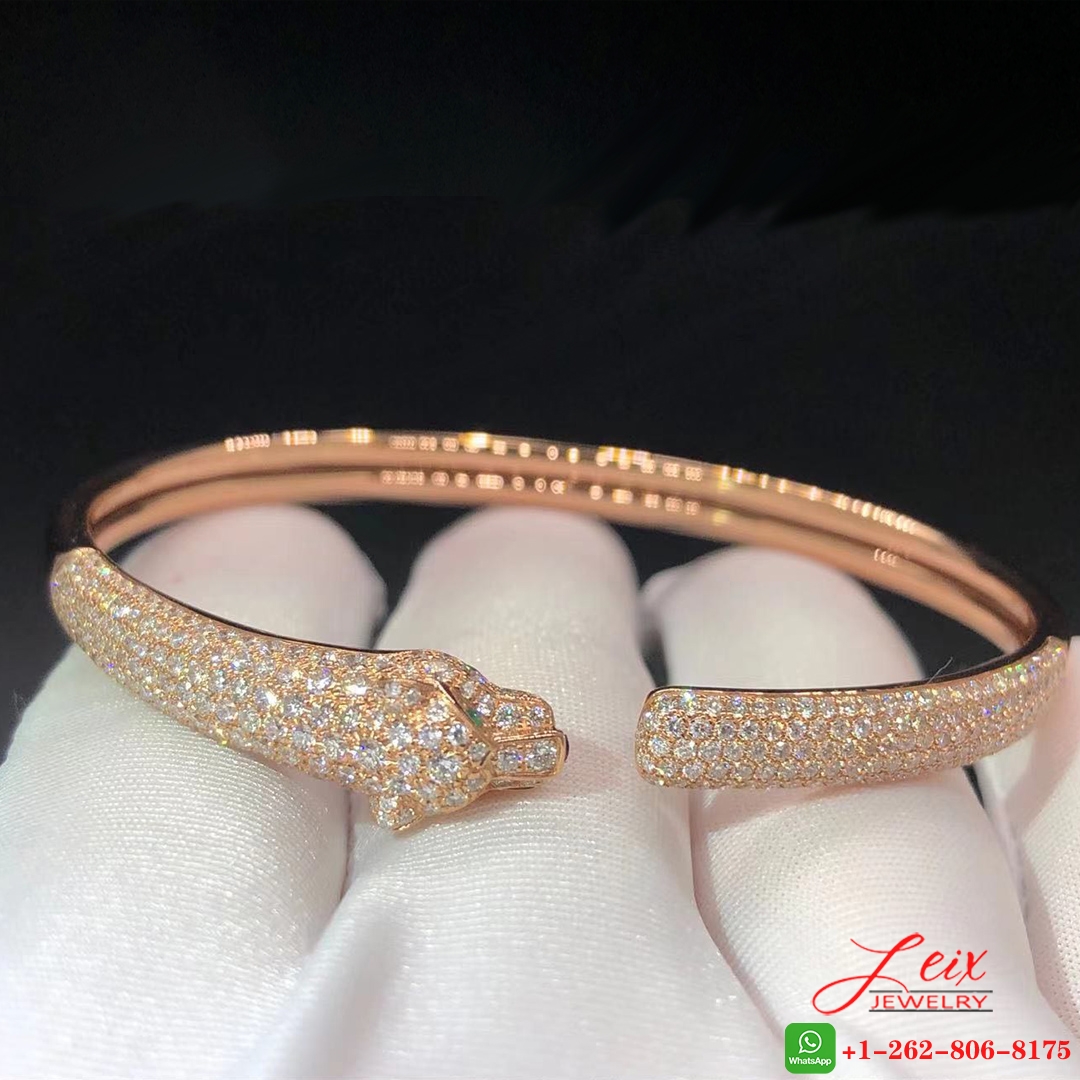 Cartier 18k Rose Gold, Diamond, Emerald Panthère de Cartier Bracelet Cartier 18k Rose Gold, Diamond, Emerald Panthère de Cartier Bracelet