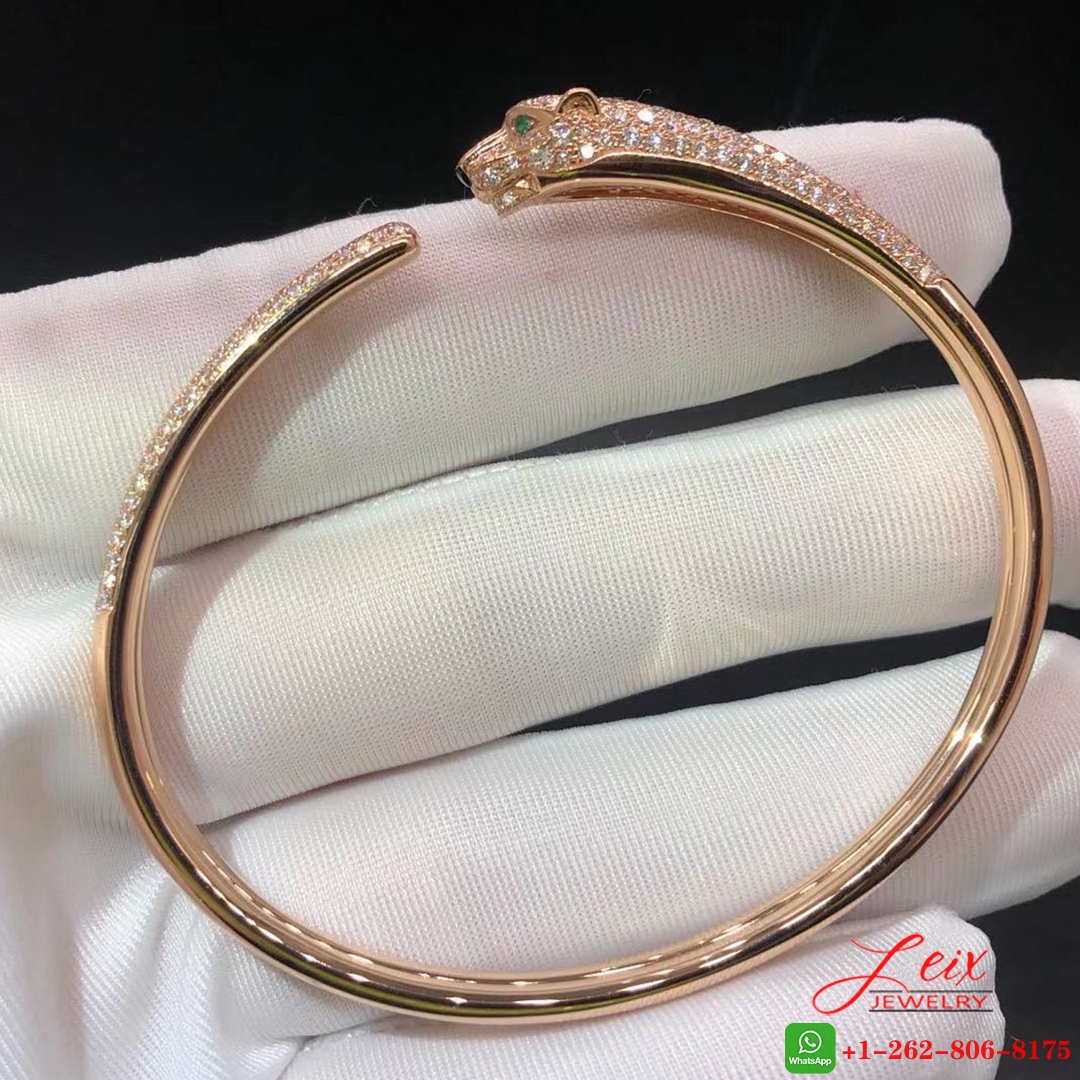 Cartier 18k Rose Gold, Diamond, Emerald Panthère de Cartier Bracelet Cartier 18k Rose Gold, Diamond, Emerald Panthère de Cartier Bracelet