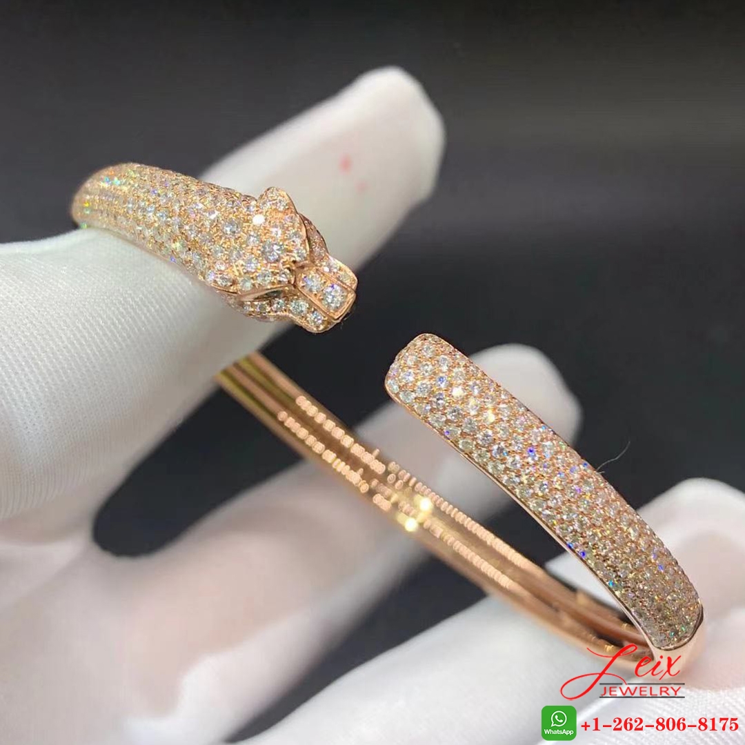 Cartier 18k Rose Gold, Diamond, Emerald Panthère de Cartier Bracelet Cartier 18k Rose Gold, Diamond, Emerald Panthère de Cartier Bracelet