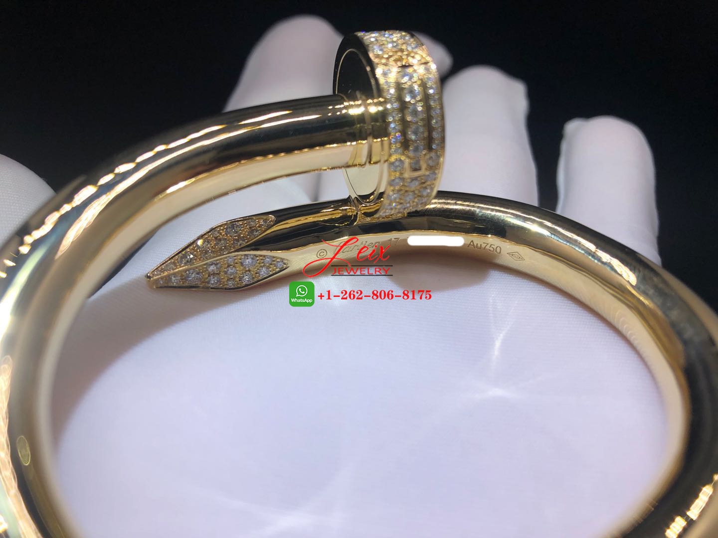 Cartier Juste Un Clou 4.33ct Diamond 18K Yellow Gold Large Model Nail Bangle Bracelet (1) Cartier Juste Un Clou 4.33ct Diamond 18K Yellow Gold Large Model Nail Bangle Bracelet