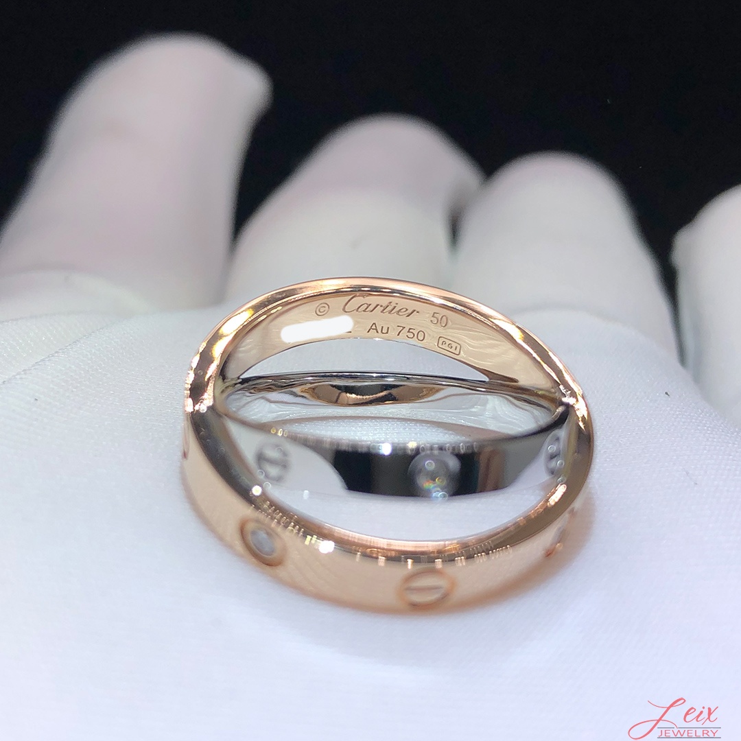 Cartier Love 6 Diamonds Rose and White Double Band Ring (3)