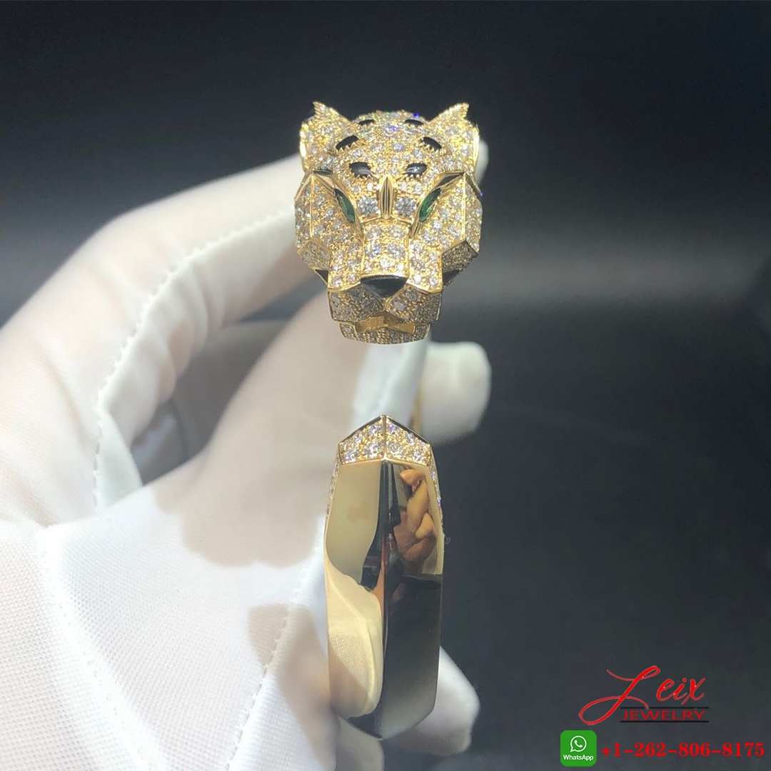 Cartier Panthere de Cartier Onyx Emerald Pave Diamond 18K Yellow Gold Bracelet Cartier Panthere de Cartier Onyx Emerald Pave Diamond 18K Yellow Gold Bracelet