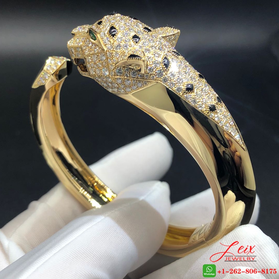 Cartier Panthere de Cartier Onyx Emerald Pave Diamond 18K Yellow Gold Bracelet (3) Cartier Panthere de Cartier Onyx Emerald Pave Diamond 18K Yellow Gold Bracelet