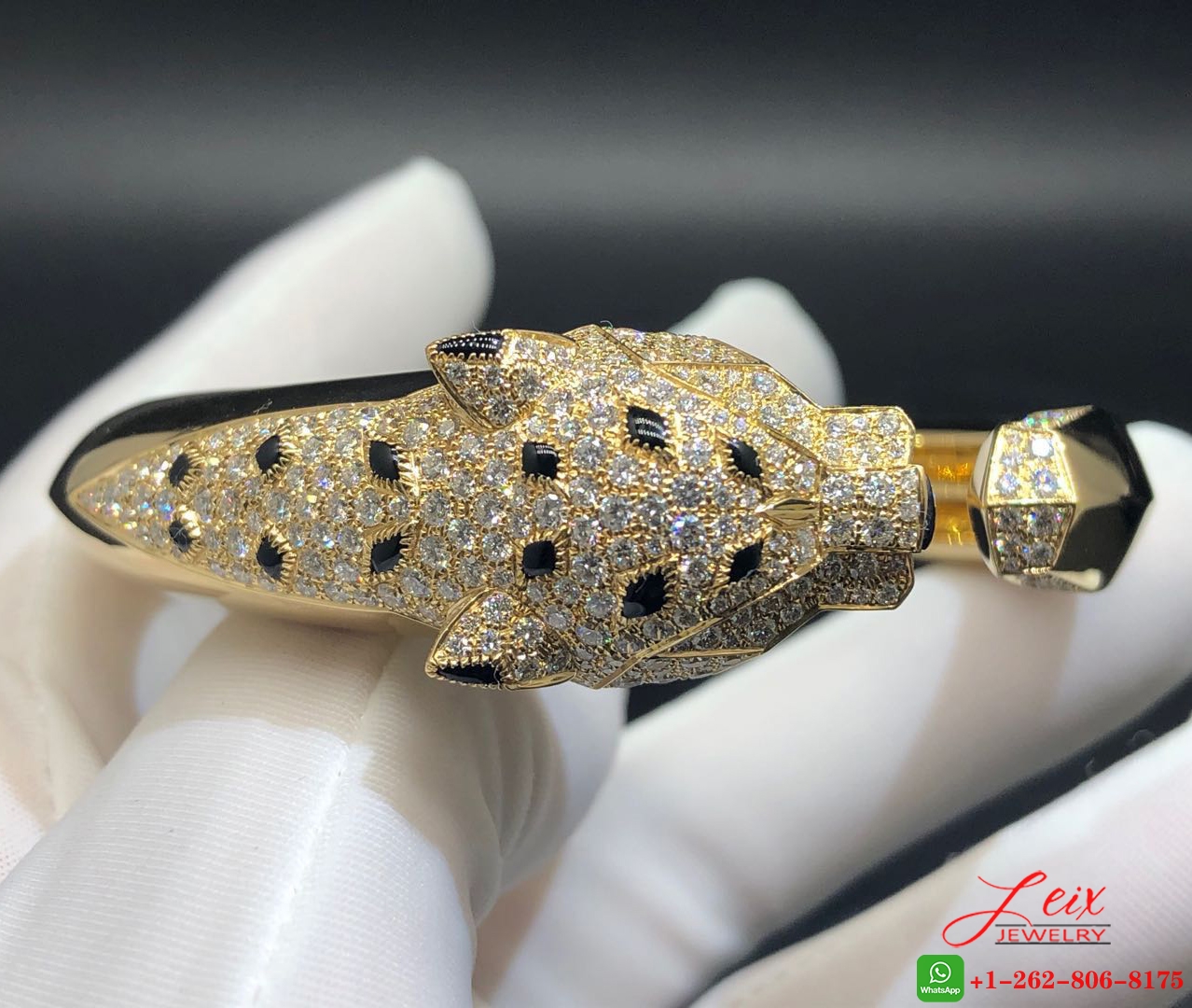 Cartier Panthere de Cartier Onyx Emerald Pave Diamond 18K Yellow Gold Bracelet (6)