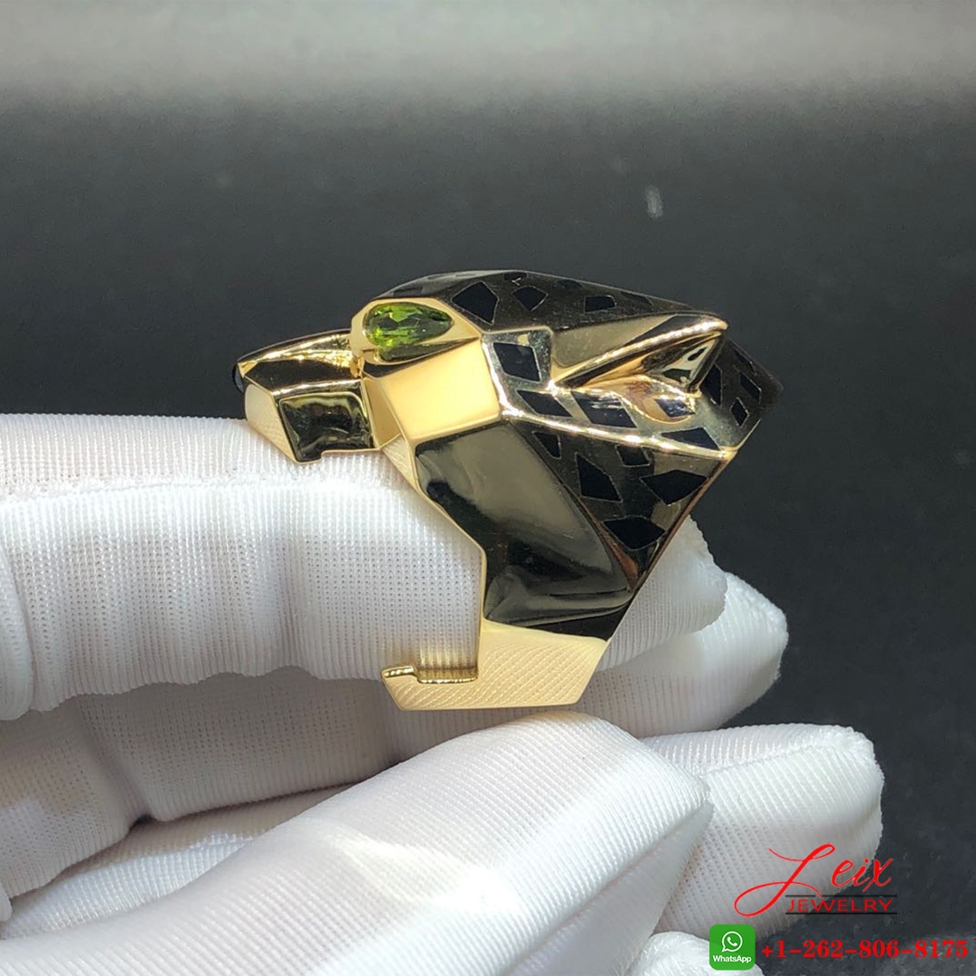 Cartier Solid 18K Yellow Gold Panthere de Cartier Lacquer Reridots Ring (1) Cartier Solid 18K Yellow Gold Panthere de Cartier Lacquer Reridots Ring