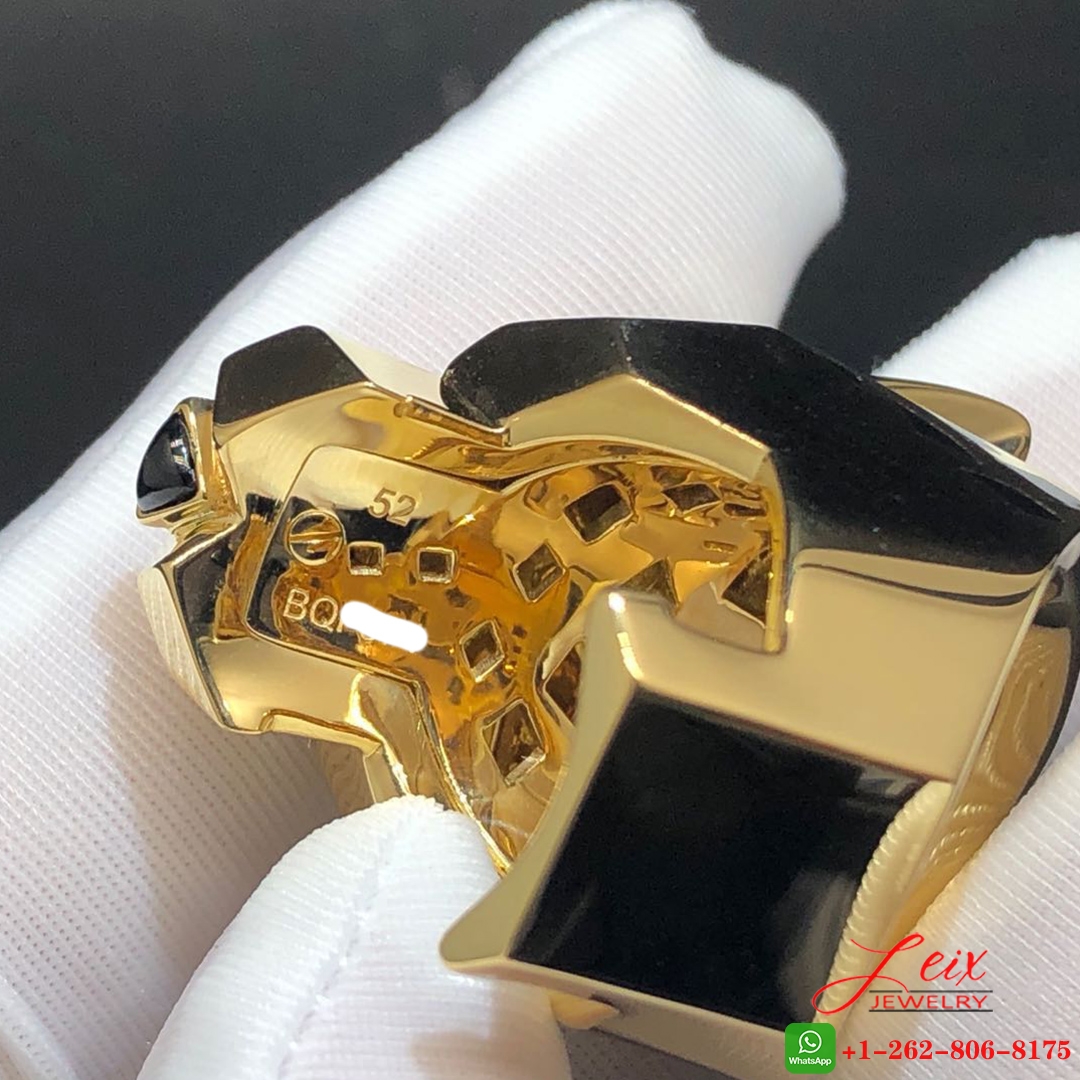 Cartier Solid 18K Yellow Gold Panthere de Cartier Lacquer Reridots Ring (3) Cartier Solid 18K Yellow Gold Panthere de Cartier Lacquer Reridots Ring