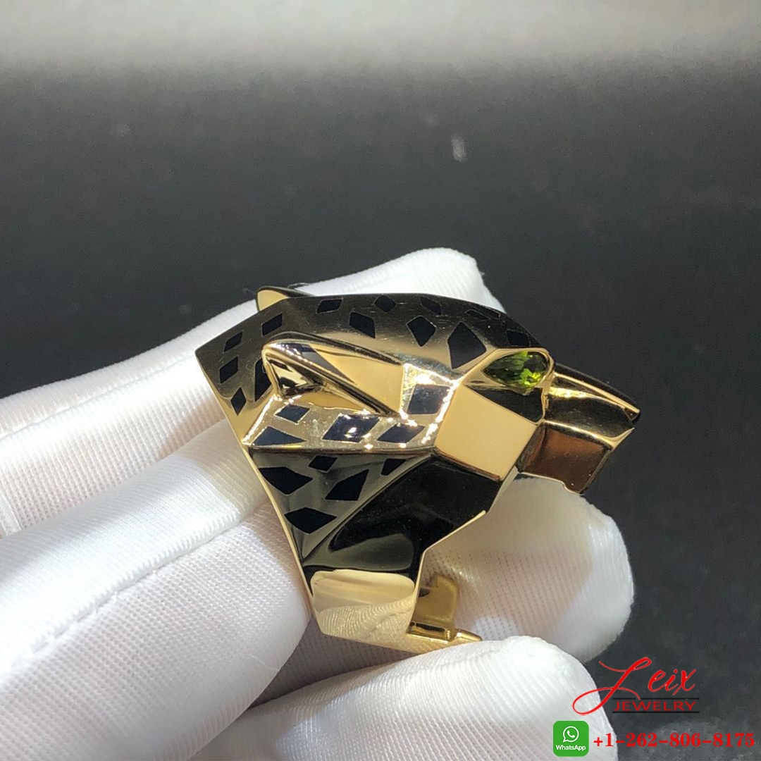 Cartier Solid 18K Yellow Gold Panthere de Cartier Lacquer Reridots Ring (4) Cartier Solid 18K Yellow Gold Panthere de Cartier Lacquer Reridots Ring