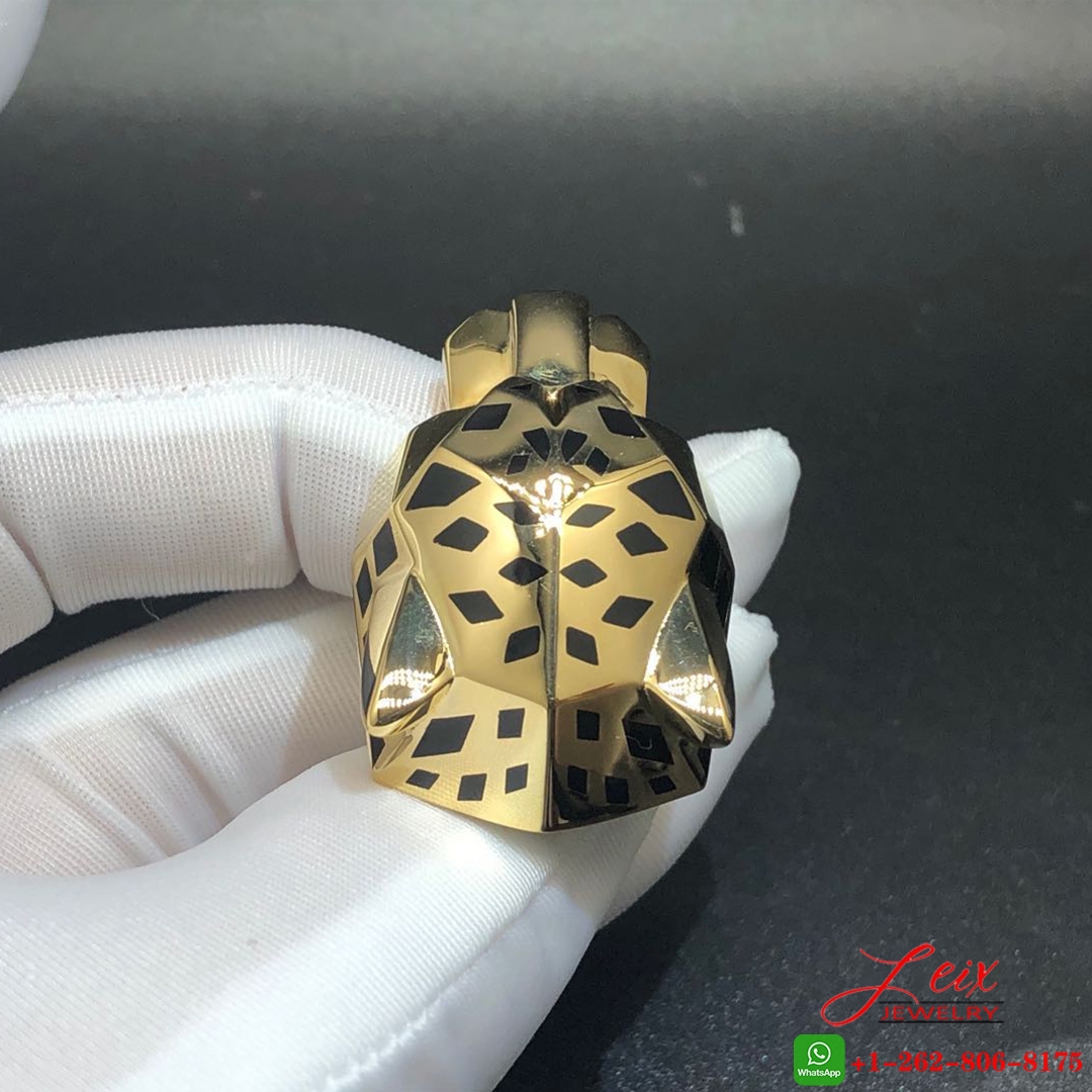 Cartier Solid 18K Yellow Gold Panthere de Cartier Lacquer Reridots Ring (5)