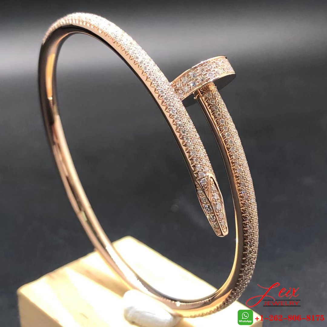 Classic Cartier 18K Rose Gold Full Pave Diamond Juste Un Clou Bracelet (2) Classic Cartier 18K Rose Gold Full Pave Diamond Juste Un Clou Bracelet