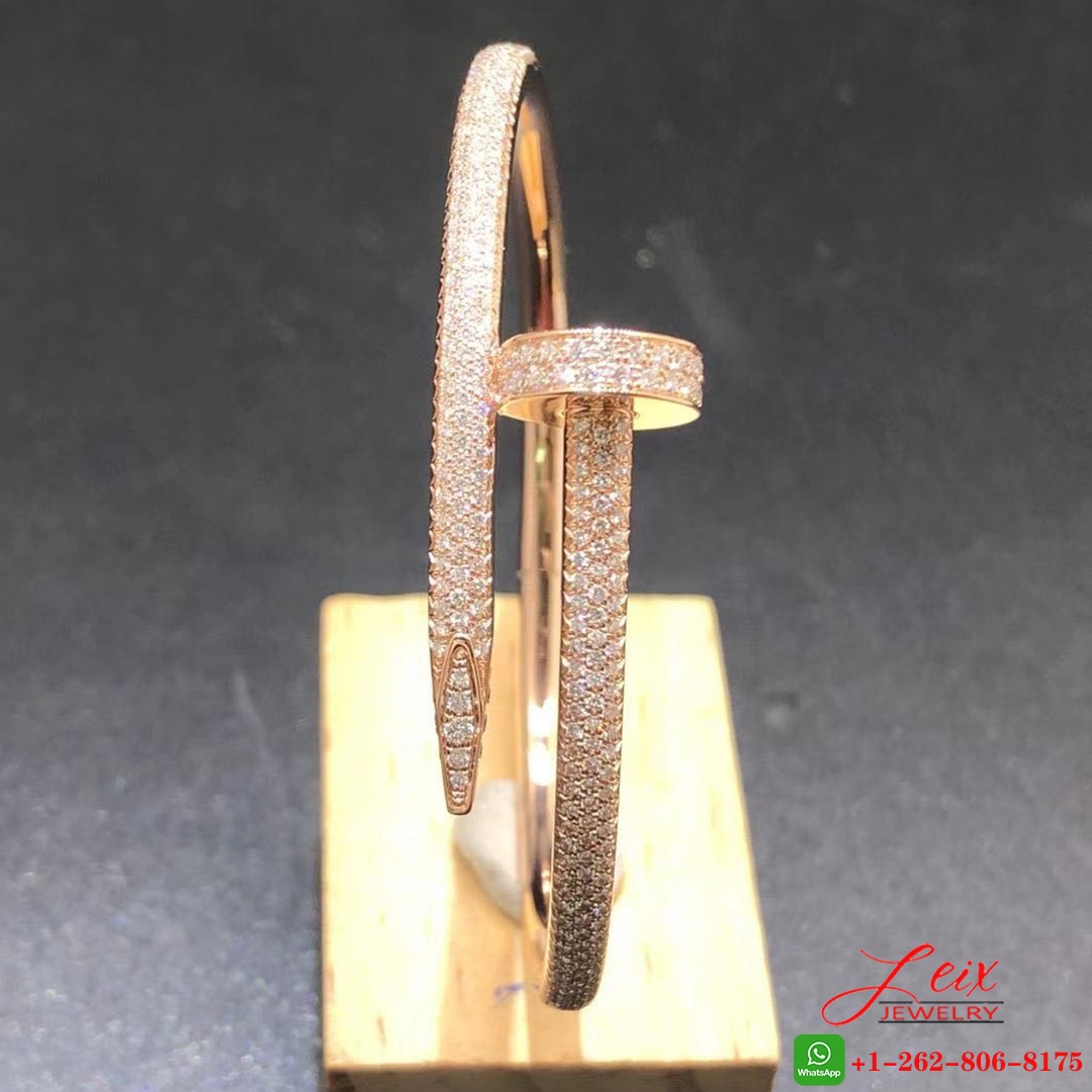Classic Cartier 18K Rose Gold Full Pave Diamond Juste Un Clou Bracelet (3) Classic Cartier 18K Rose Gold Full Pave Diamond Juste Un Clou Bracelet