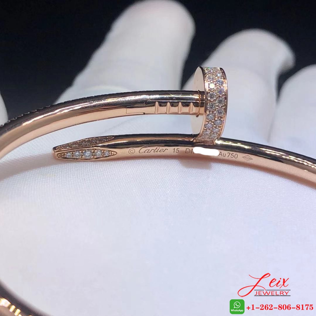 Classic Cartier 18K Rose Gold Full Pave Diamond Juste Un Clou Bracelet (4) Classic Cartier 18K Rose Gold Full Pave Diamond Juste Un Clou Bracelet
