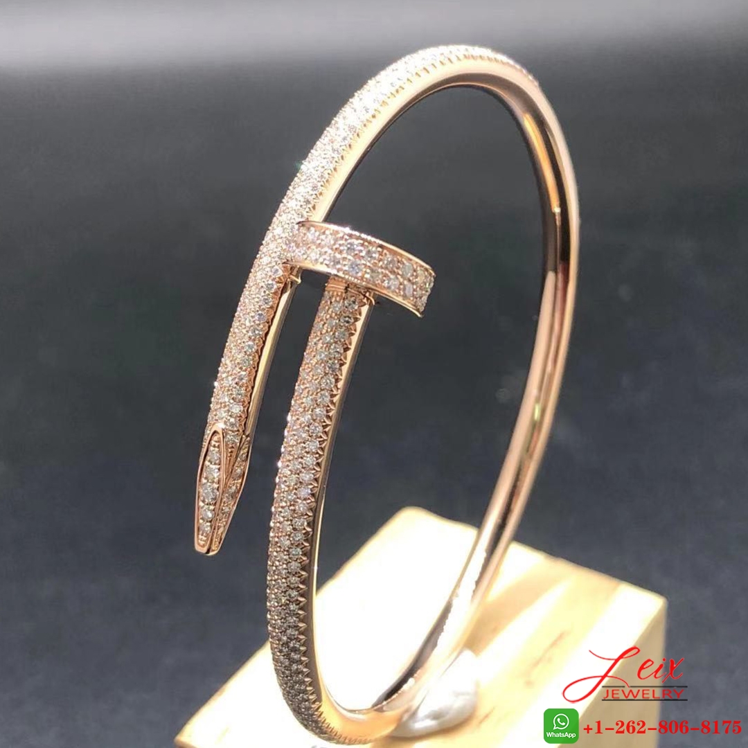 Classic Cartier 18K Rose Gold Full Pave Diamond Juste Un Clou Bracelet Classic Cartier 18K Rose Gold Full Pave Diamond Juste Un Clou Bracelet