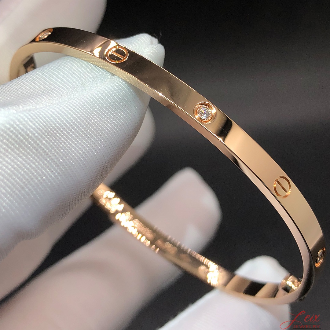 Custom Made Cartier LOVE 18k Rose Gold 6 Diamonds SM Bracelet (1)