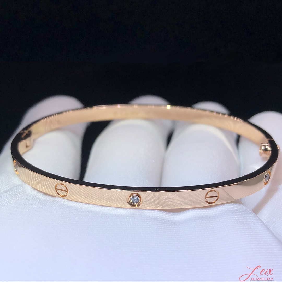 Custom Made Cartier LOVE 18k Rose Gold 6 Diamonds SM Bracelet (2)