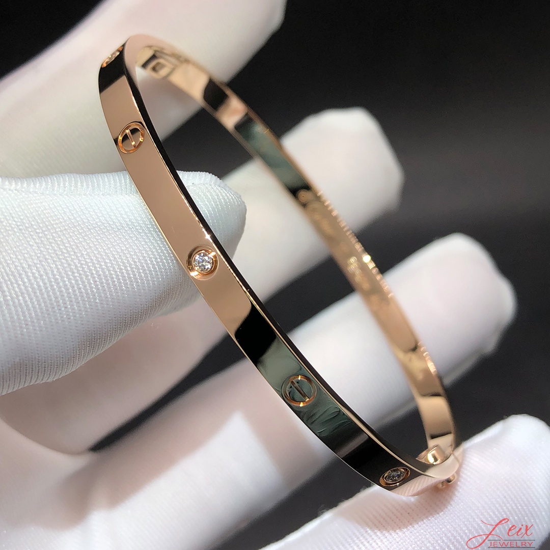 Custom Made Cartier LOVE 18k Rose Gold 6 Diamonds SM Bracelet