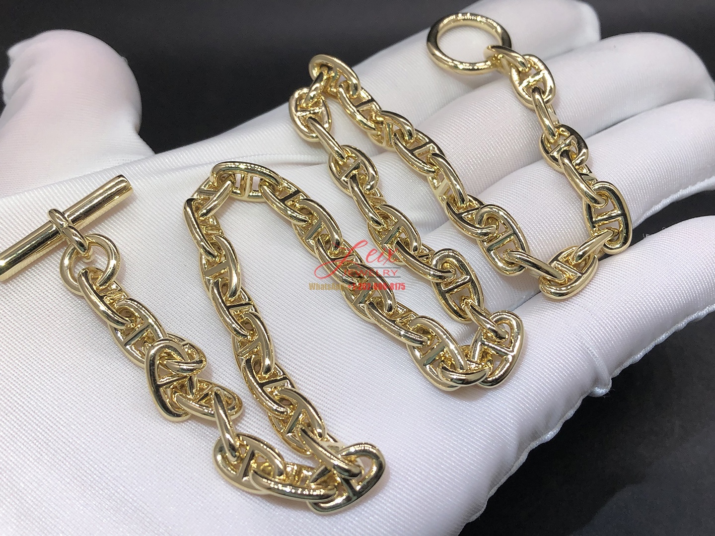 Custom Made Hermes Chaine D'Ancre 18K Yellow Gold Toggle Link Necklace (2) Custom Made Hermes Chaine D'Ancre 18K Yellow Gold Toggle Link Necklace