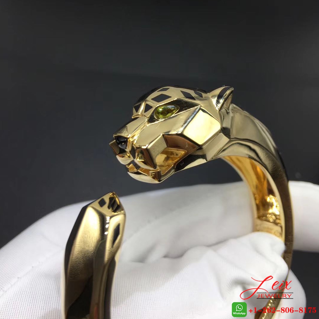Custom Panthere De Cartier Solid 18K Yellow Gold Black Lacquer Bracelet (4)