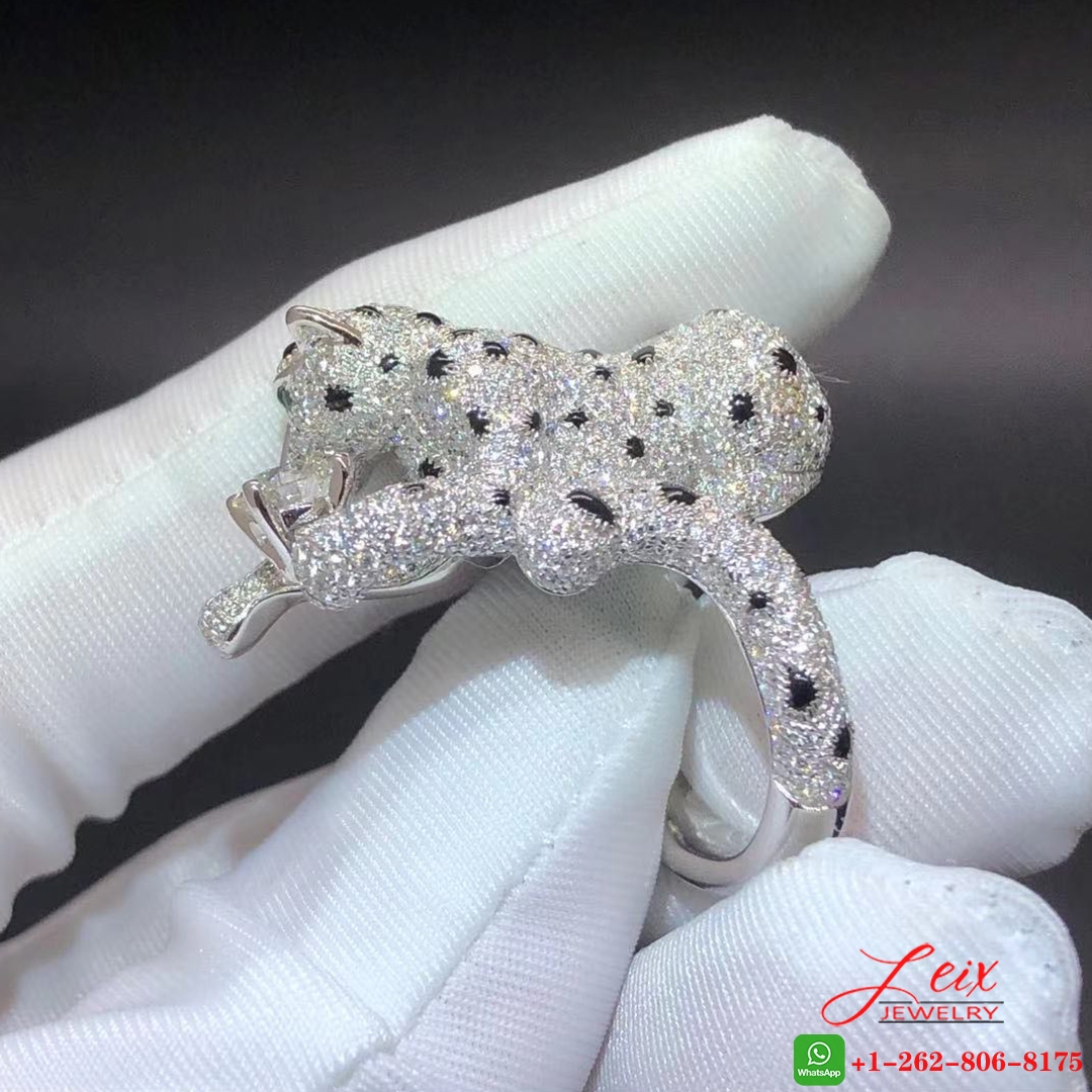 Custom Panthère de Cartier Platinum Full Diamond Paved Ring (6) Custom Panthère de Cartier Platinum Full Diamond Paved Ring