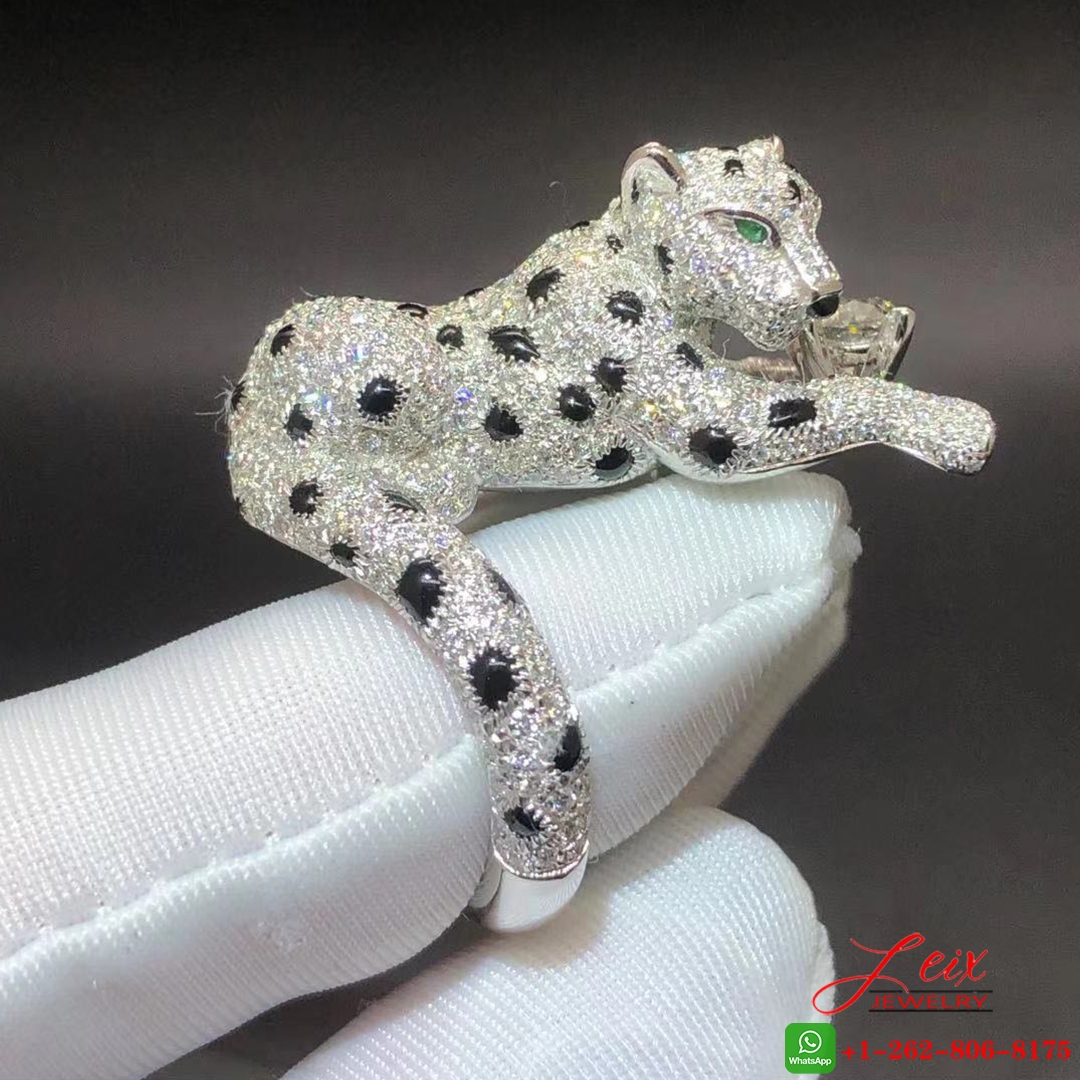 Custom Panthère de Cartier Platinum Full Diamond Paved Ring Custom Panthère de Cartier Platinum Full Diamond Paved Ring