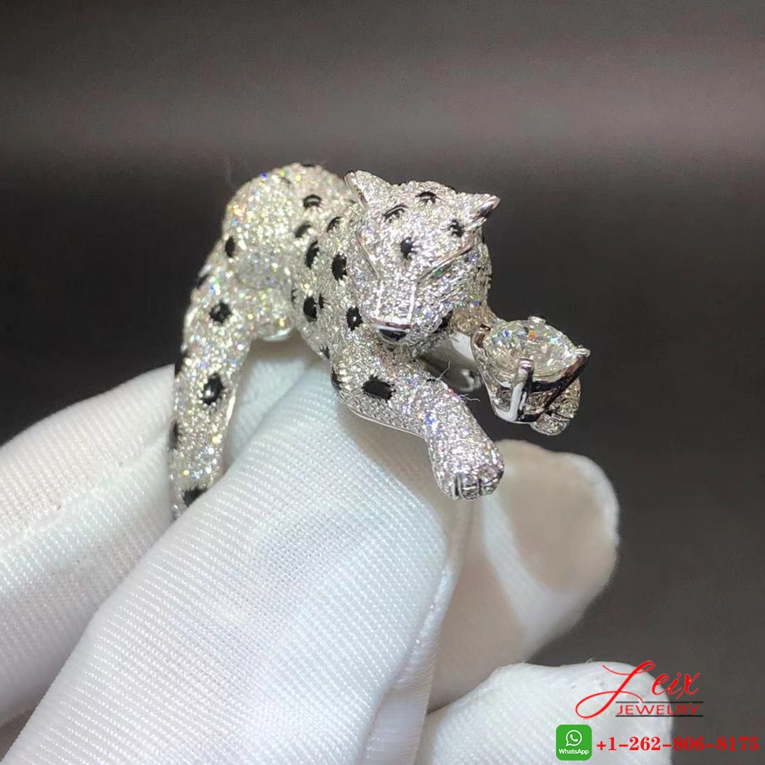 Custom Panthère de Cartier Platinum Full Diamond Paved Ring Custom Panthère de Cartier Platinum Full Diamond Paved Ring