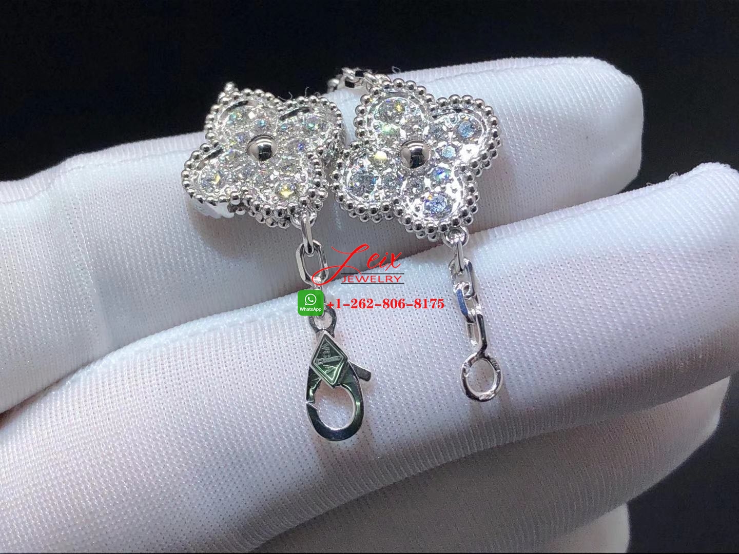 Custom VCA Vintage Alhambra 4.83ct Diamond 18k White Gold 10 Motif Necklace (3) Custom VCA Vintage Alhambra 4.83ct Diamond 18k White Gold 10 Motif Necklace