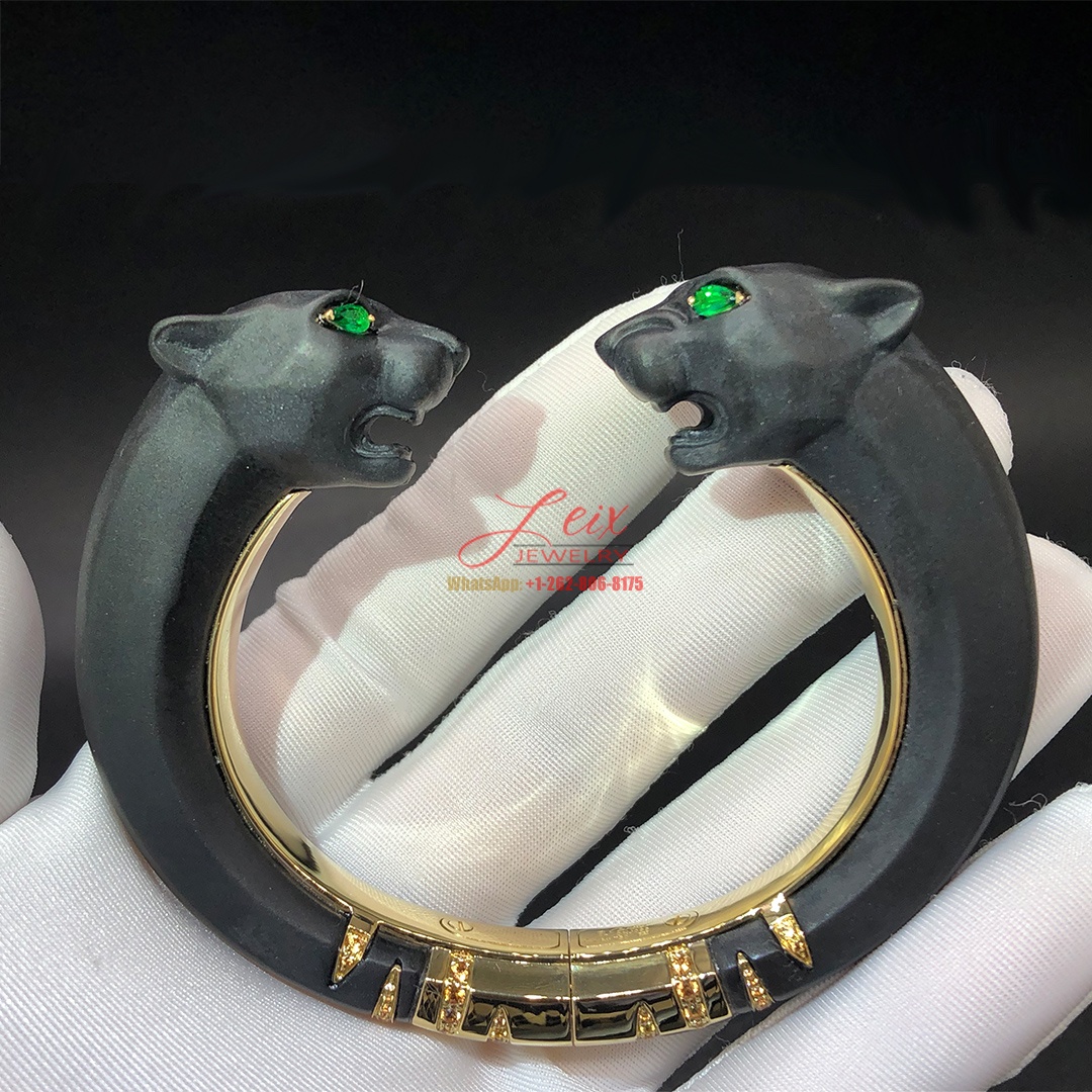 Panthère de Cartier High Jewelry 18k Yellow Gold Sculpted Black Jasper Orange Diamonds Bracelet Panthère de Cartier High Jewelry 18k Yellow Gold Sculpted Black Jasper Orange Diamonds Bracelet