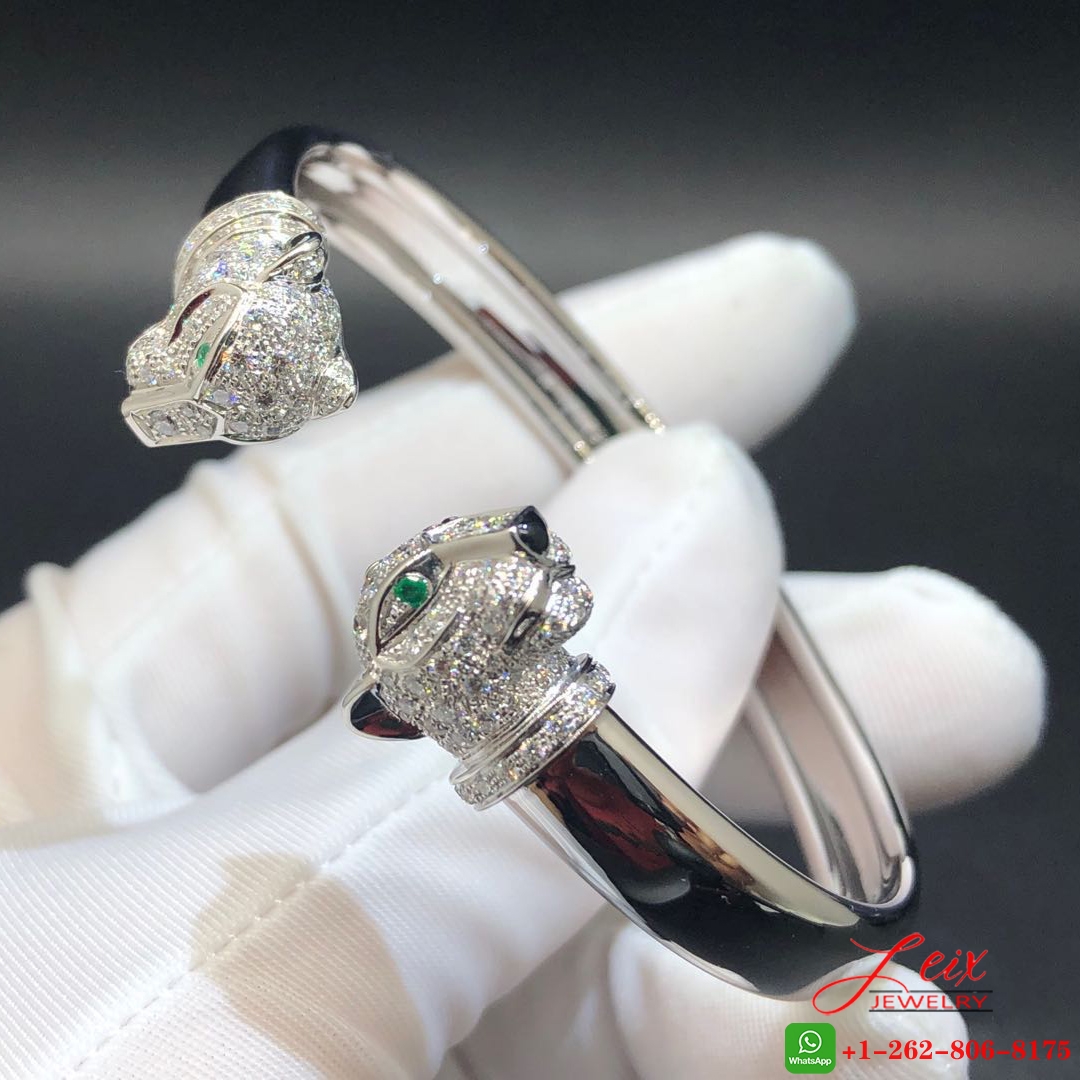 Panthere de Cartier Two Headed 18k White Gold Diamond Bracelet (1) Panthere de Cartier Two Headed 18k White Gold Diamond Bracelet