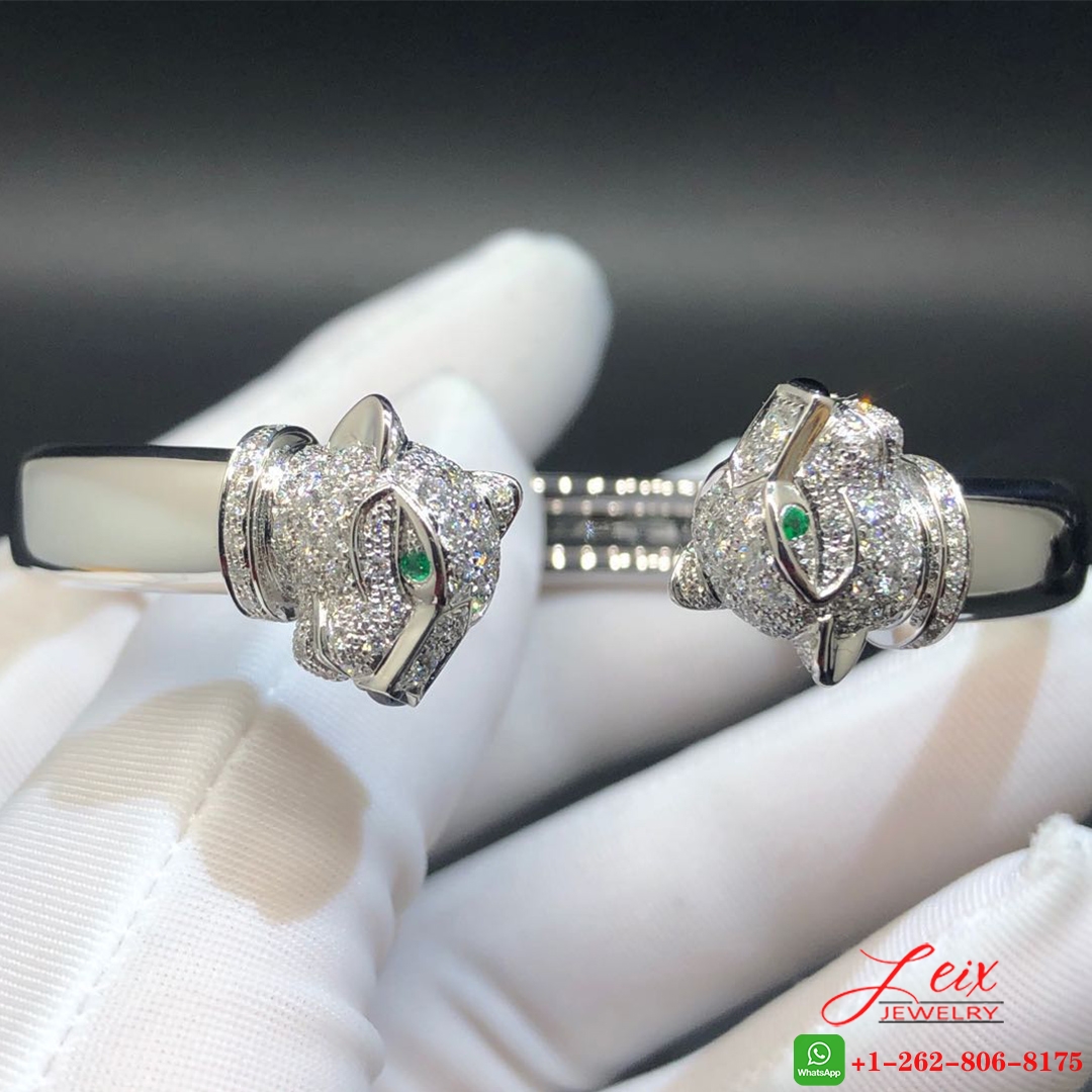 Panthere de Cartier Two Headed 18k White Gold Diamond Bracelet