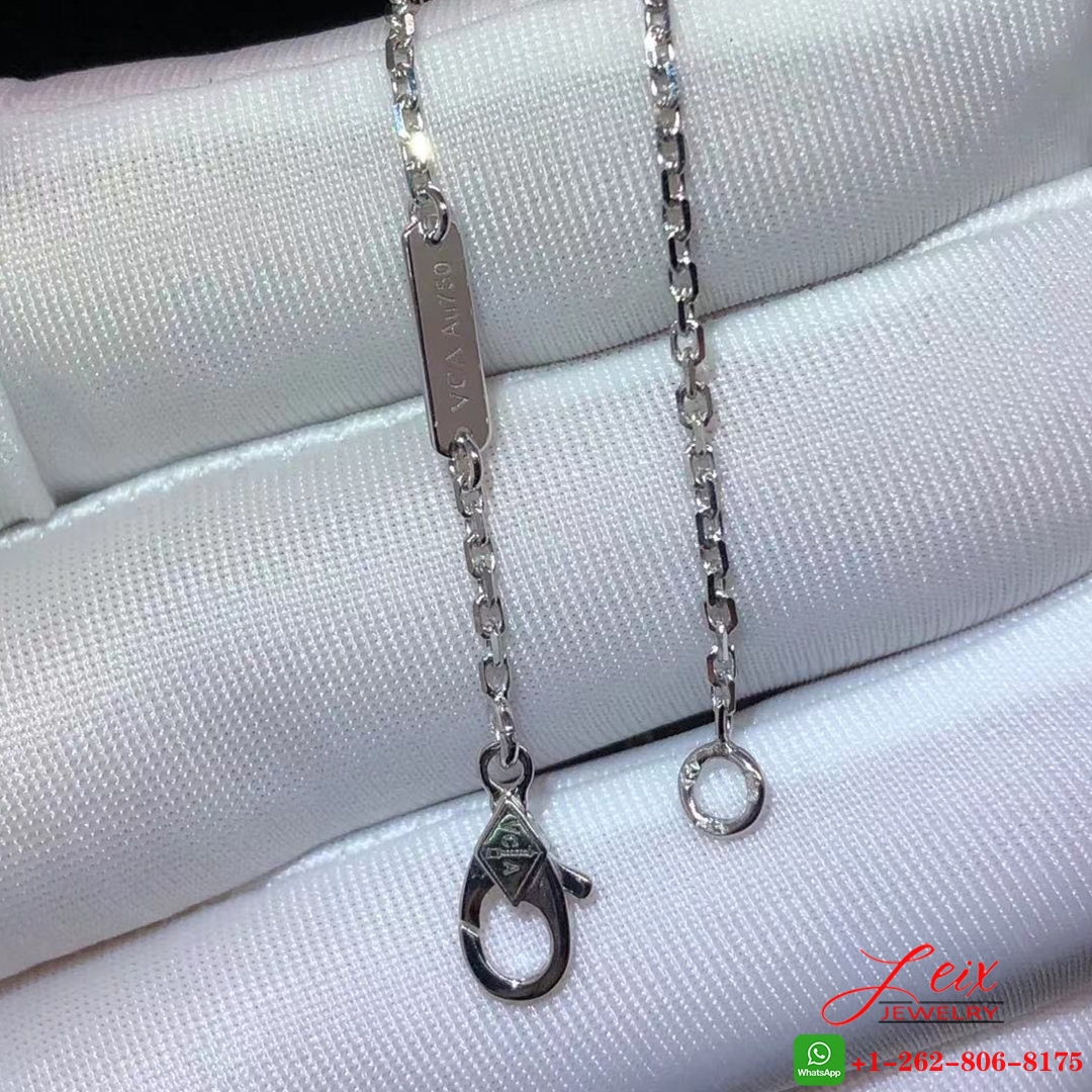 VCA Magic Alhambra 1 Motif Full Diamond Paved 18k White Gold Long Necklace (2) VCA Magic Alhambra 1 Motif Full Diamond Paved 18k White Gold Long Necklace