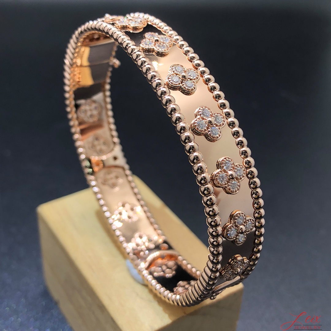 VCA Perlee Clovers Diamonds 18k Rose Gold Bracelet (3)