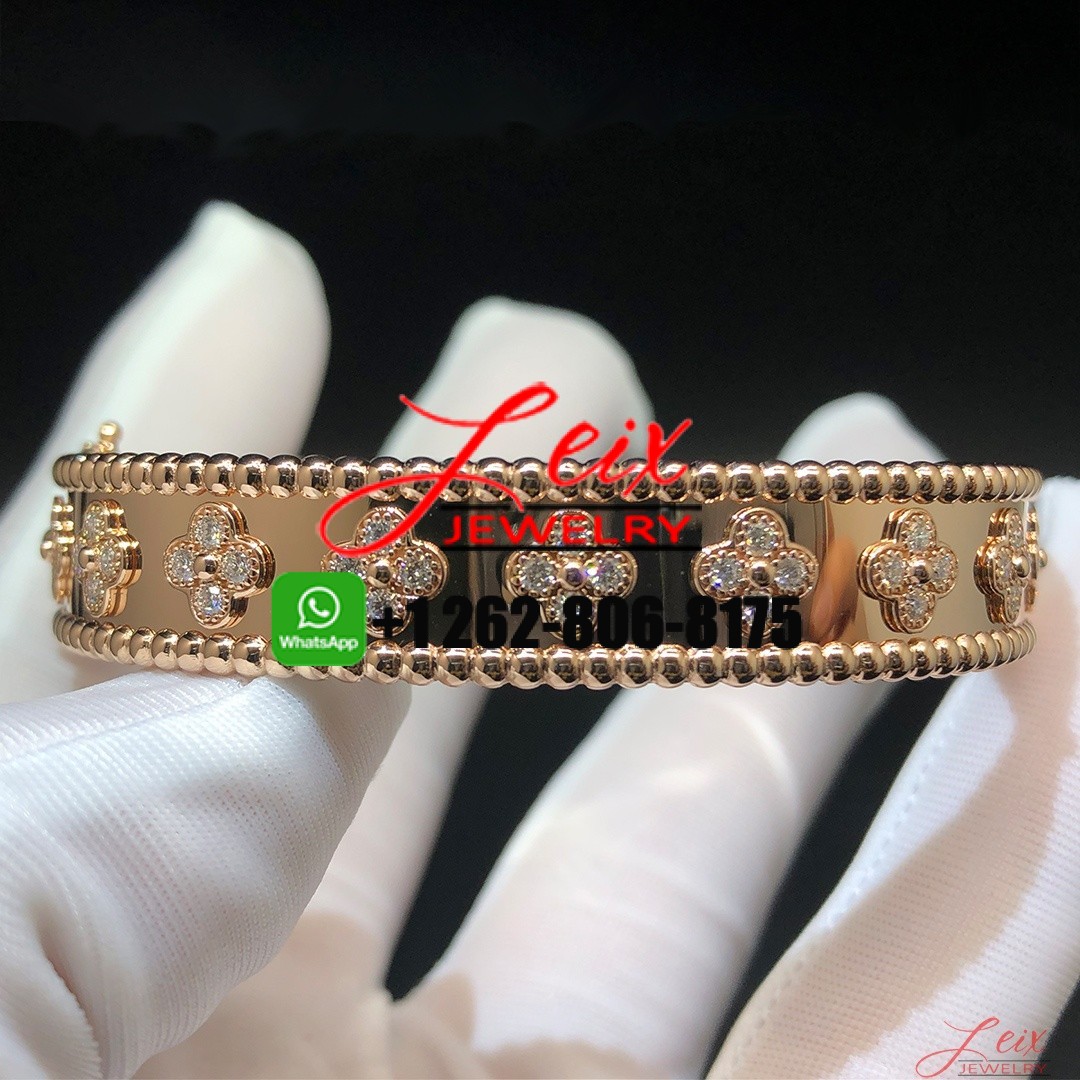 VCA Perlee Clovers Diamonds 18k Rose Gold Bracelet