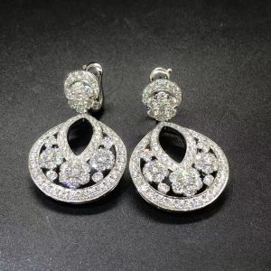 VCA Snowflake 13.73ct Diamonds Platinum Dangling Large Model Earrings