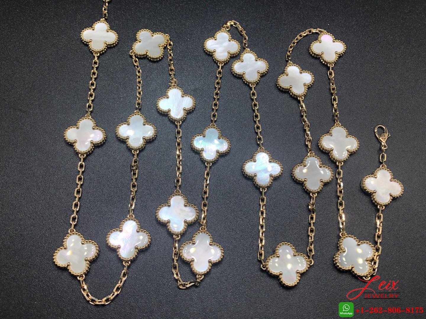 VCA Vintage Alhambra 20 Motif 18k Yellow Gold Mother of Pearl Long Necklace (6)