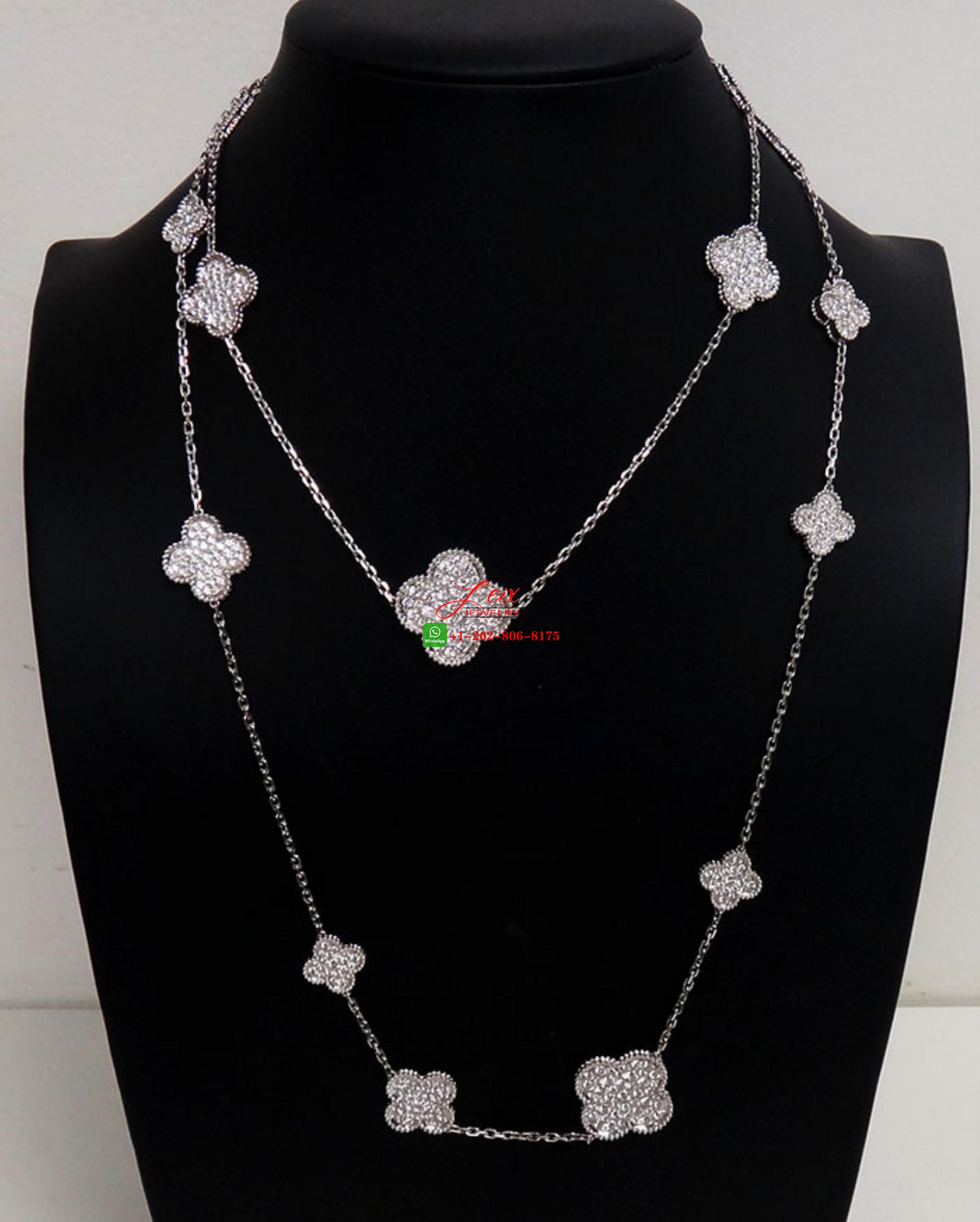 Van Cleef & Arpels 18K White Gold Diamond Magic Alhambra 16 motifs Long Necklace (10) Van Cleef & Arpels 18K White Gold Diamond Magic Alhambra 16 motifs Long Necklace
