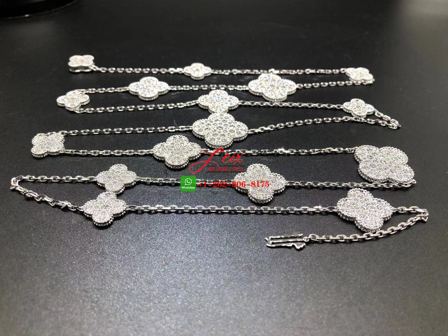 Van Cleef & Arpels 18K White Gold Diamond Magic Alhambra 16 motifs Long Necklace (8) Van Cleef & Arpels 18K White Gold Diamond Magic Alhambra 16 motifs Long Necklace
