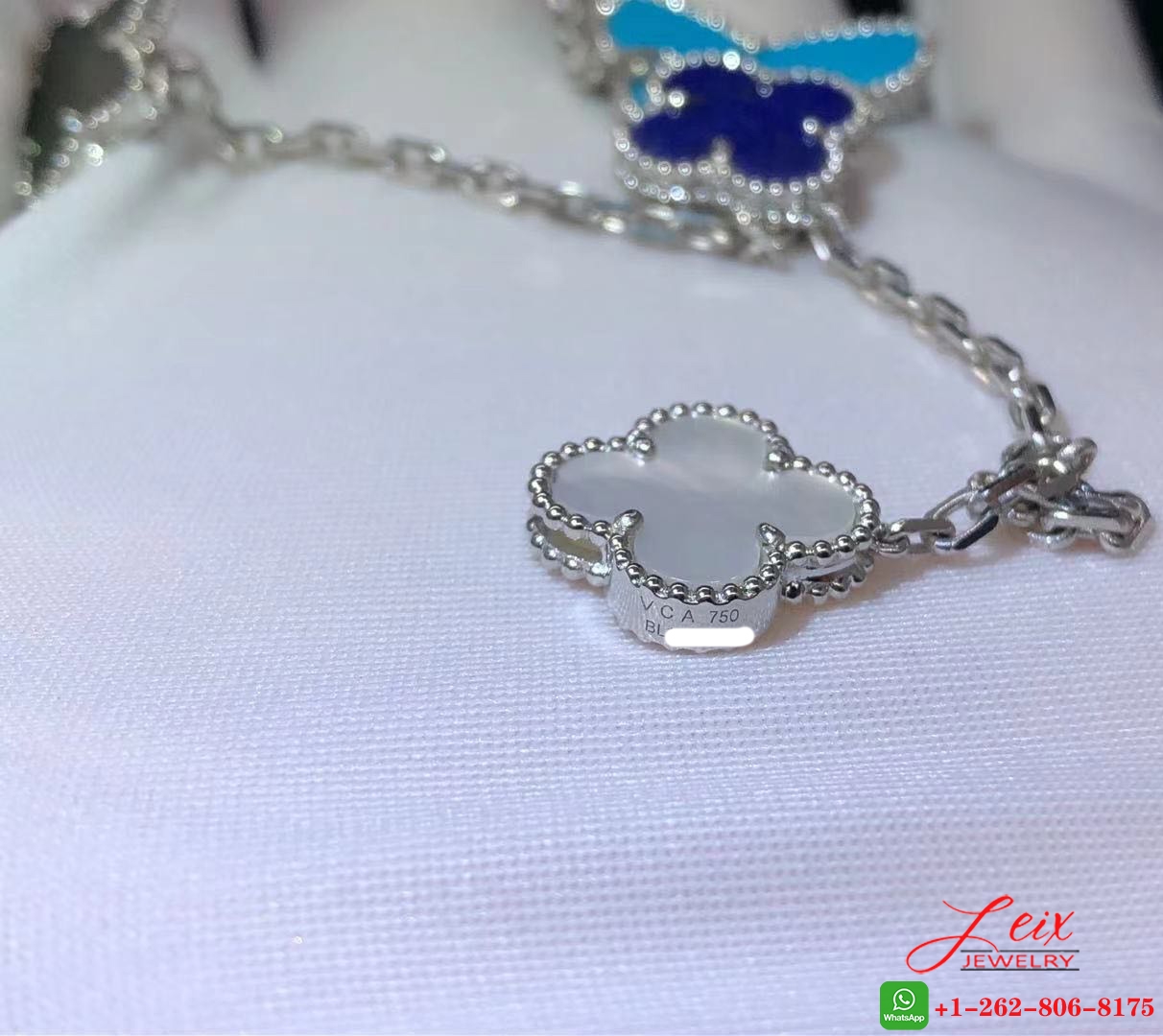 Van Cleef & Arpels Lucky Alhambra 18K White Gold 11 Motif Long Necklace (1) Van Cleef & Arpels Lucky Alhambra 18K White Gold 11 Motif Long Necklace