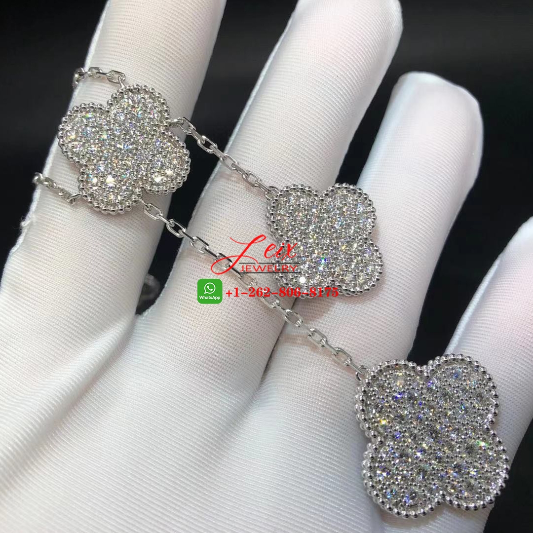 Van Cleef & Arpels Magic Alhambra 18k White Gold Diamond 6 Motif Necklace (2) Van Cleef & Arpels Magic Alhambra 18k White Gold Diamond 6 Motif Necklace