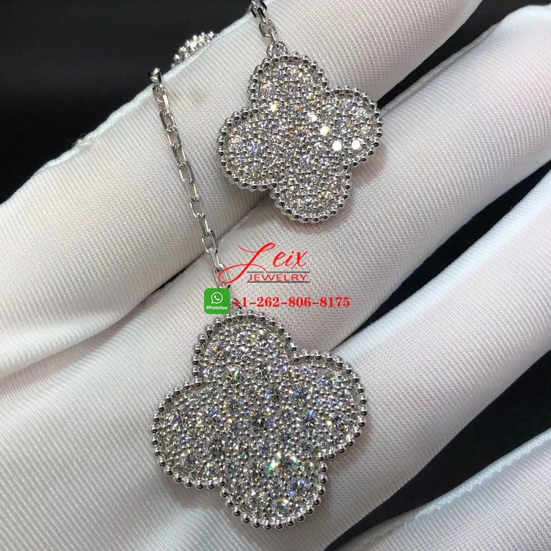 Van Cleef & Arpels Magic Alhambra 18k White Gold Diamond 6 Motif Necklace (3) Van Cleef & Arpels Magic Alhambra 18k White Gold Diamond 6 Motif Necklace