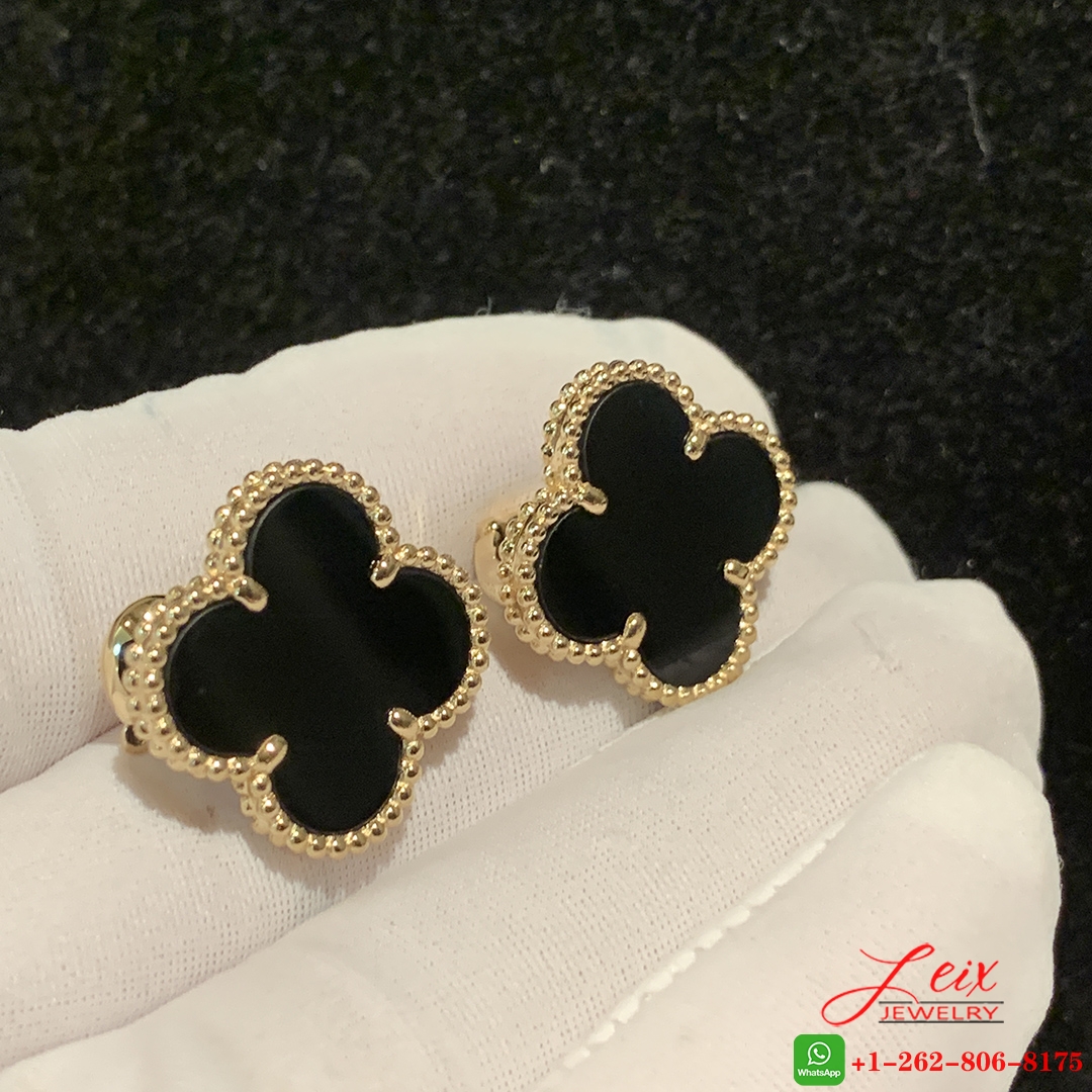 Van Cleef & Arpels Magic Alhambra 18k Yellow Gold Onyx Earrings (1) Van Cleef & Arpels Magic Alhambra 18k Yellow Gold Onyx Earrings