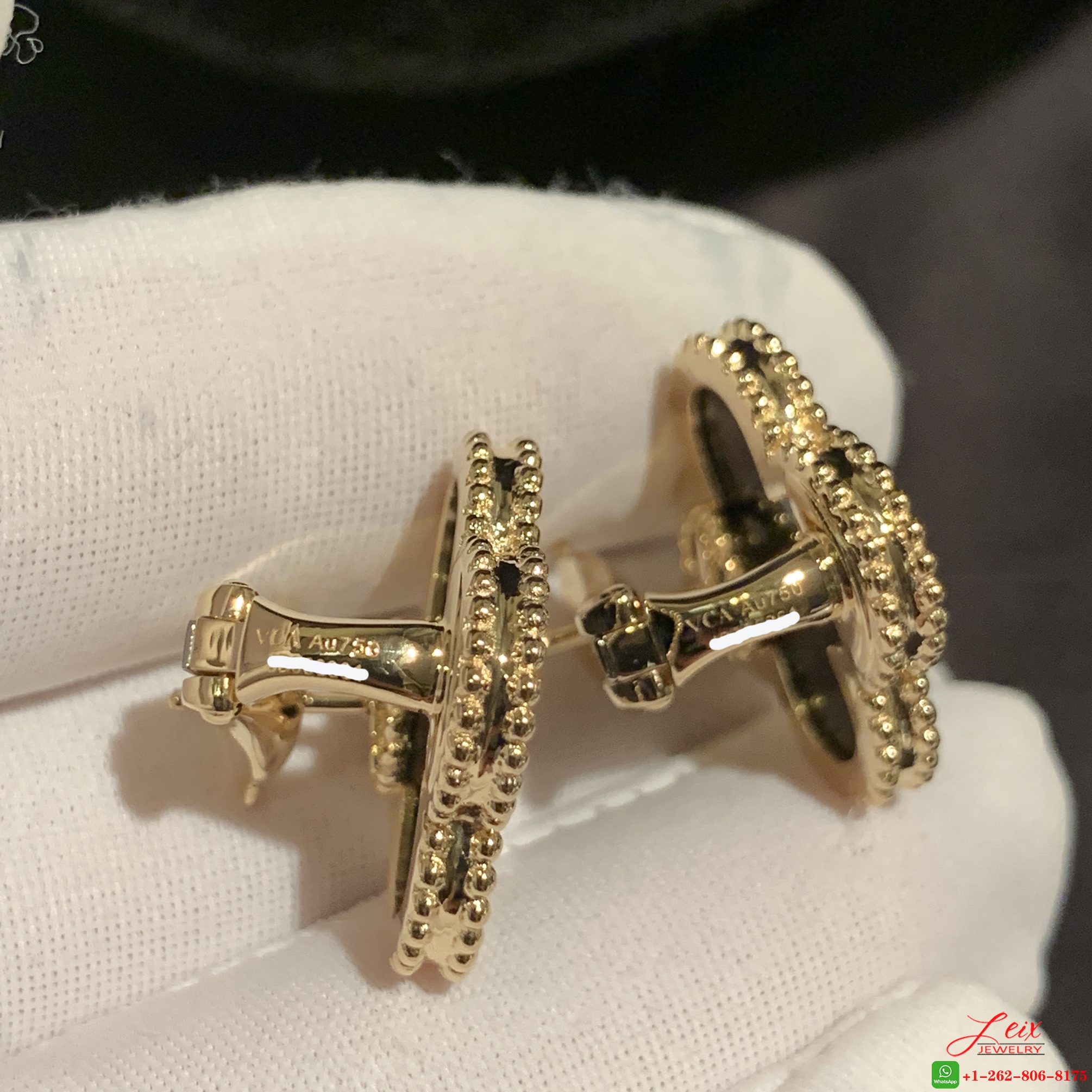 Van Cleef & Arpels Magic Alhambra 18k Yellow Gold Onyx Earrings (3) Van Cleef & Arpels Magic Alhambra 18k Yellow Gold Onyx Earrings