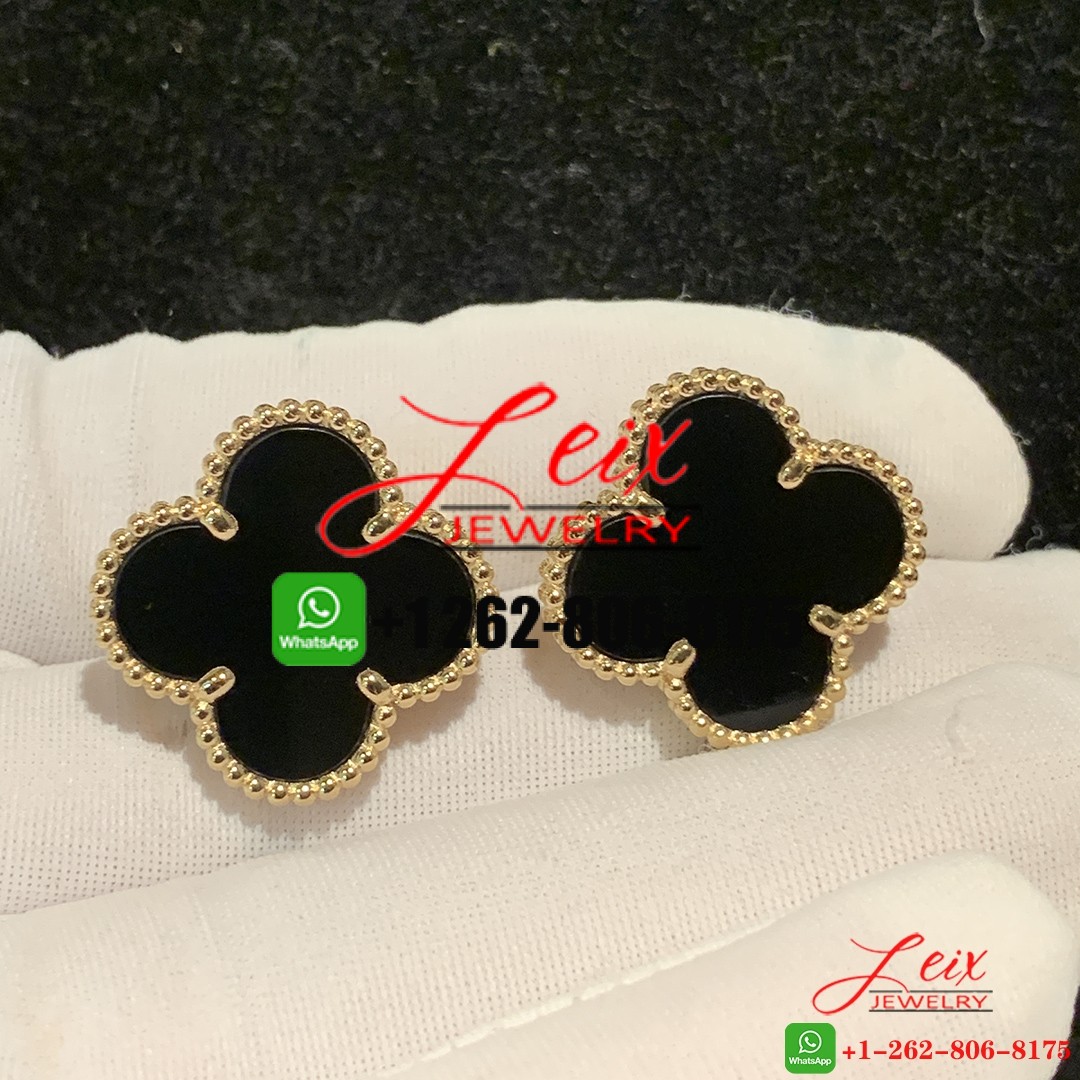 Van Cleef & Arpels Magic Alhambra 18k Yellow Gold Onyx Earrings Van Cleef & Arpels Magic Alhambra 18k Yellow Gold Onyx Earrings