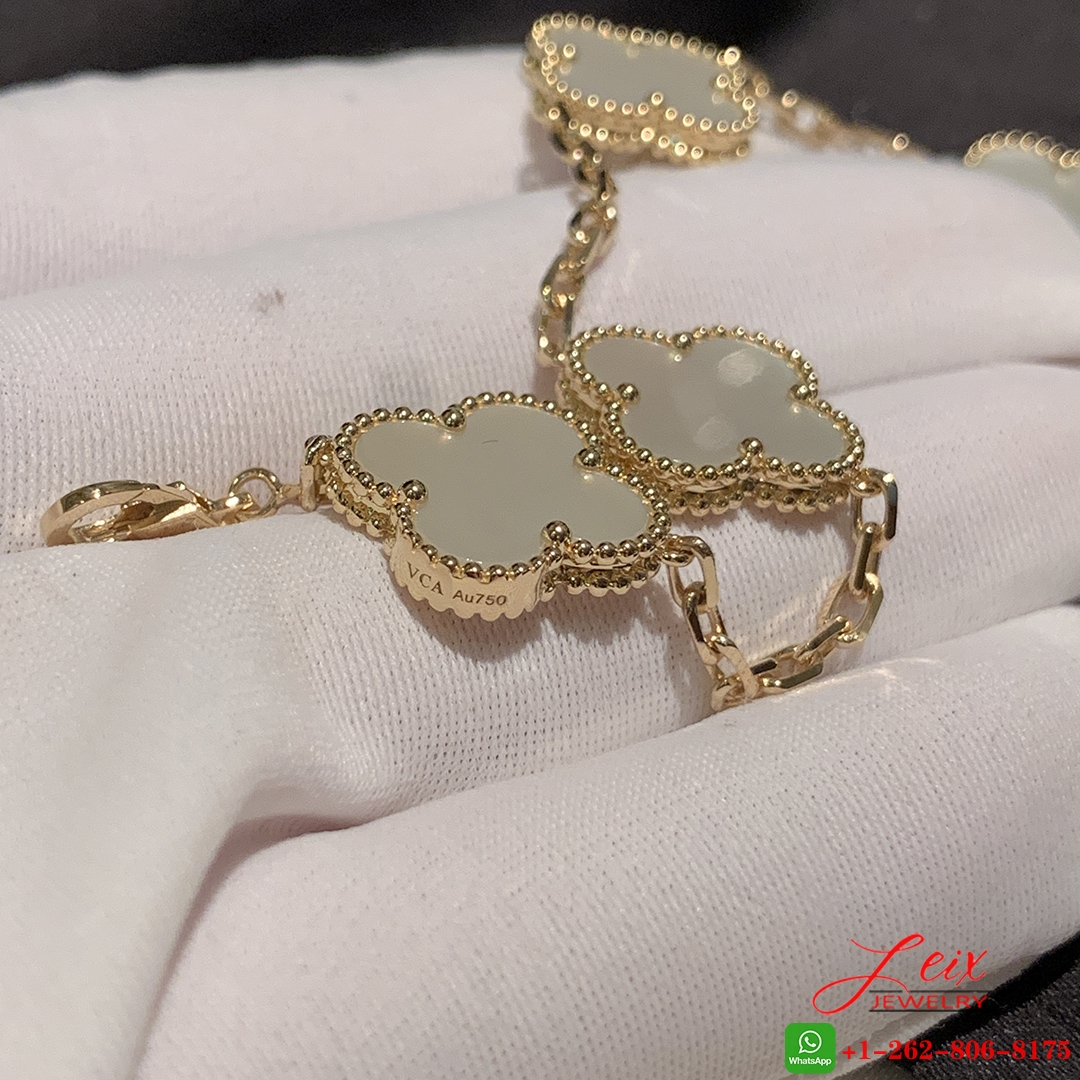 Van Cleef & Arpels Vintage Alhambra 5 Motif Mother Of Pearl 18k Yellow Gold Bracelet (3) Van Cleef & Arpels Vintage Alhambra 5 Motif Mother Of Pearl 18k Yellow Gold Bracelet